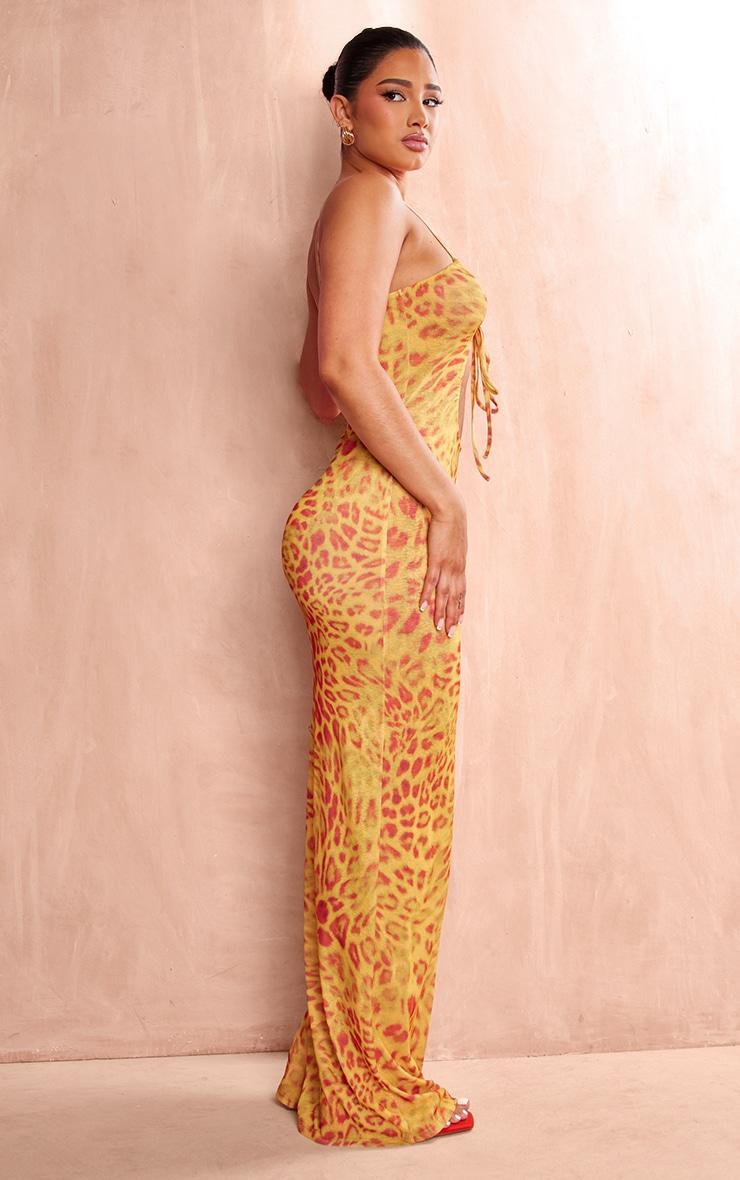 Shape Orange Printed Sheer Mesh Cut Out Maxi Dress Product Image