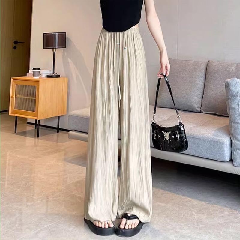 Maternity Drawstring Waist Plain Wide Leg Sweatpants Product Image