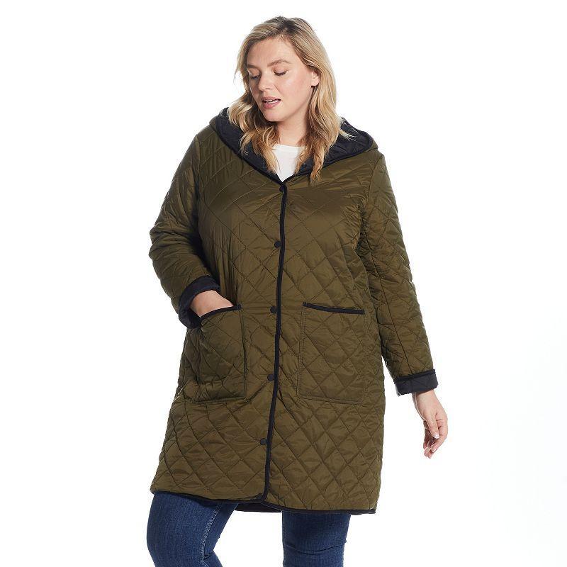 Plus Size Weathercast Quilted Reversible Duffle Jacket, Womens Product Image