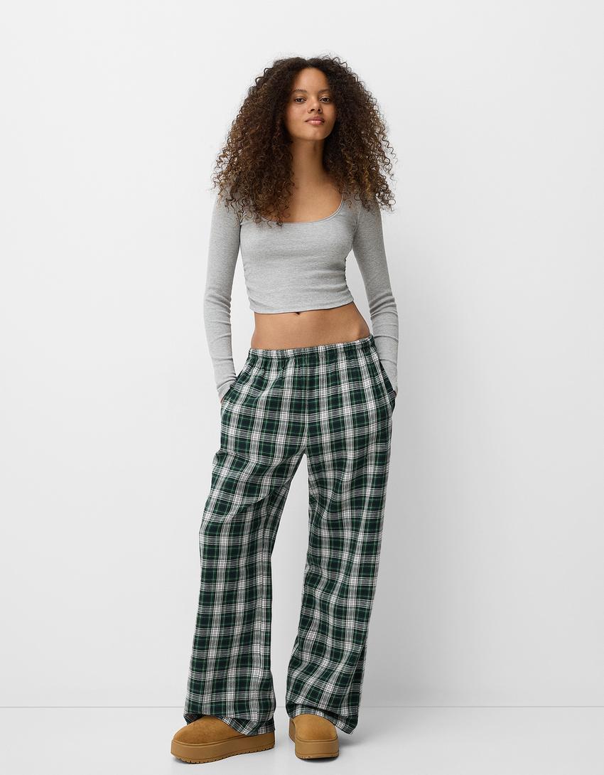Straight fit plaid pants Product Image