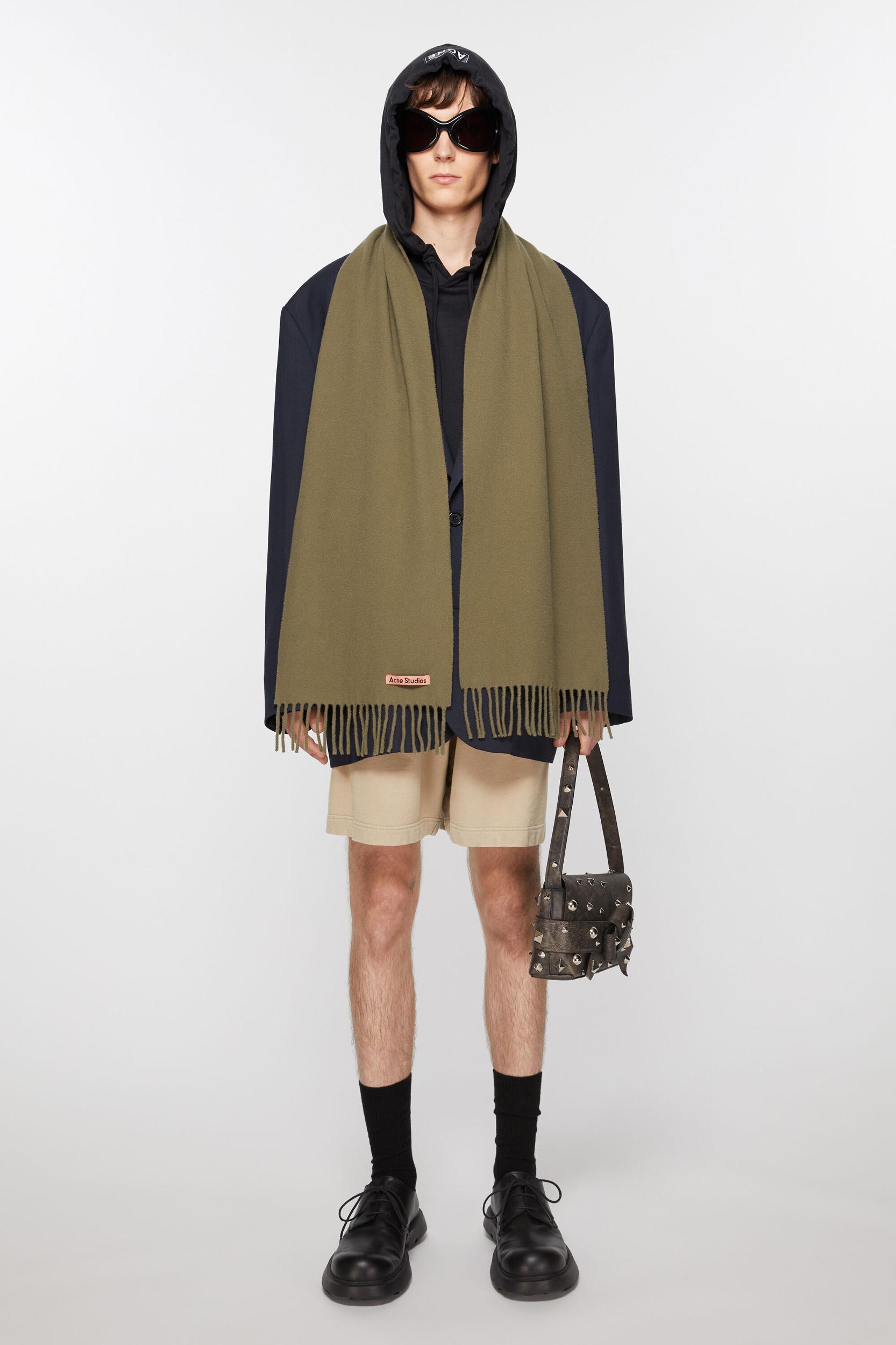 Fringe wool scarf - skinny Product Image