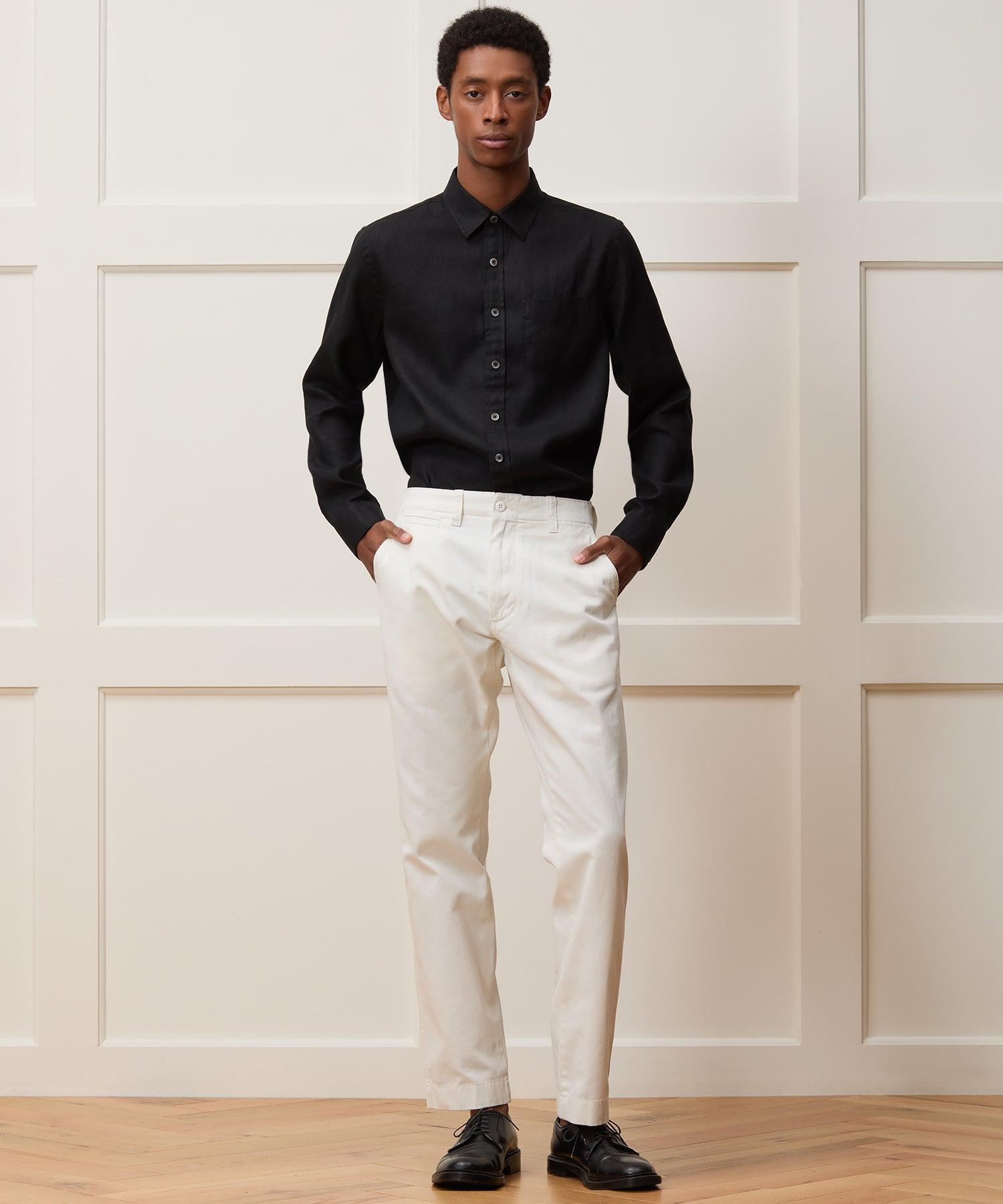 Slim Sea Soft Irish Linen Point Collar Shirt Product Image