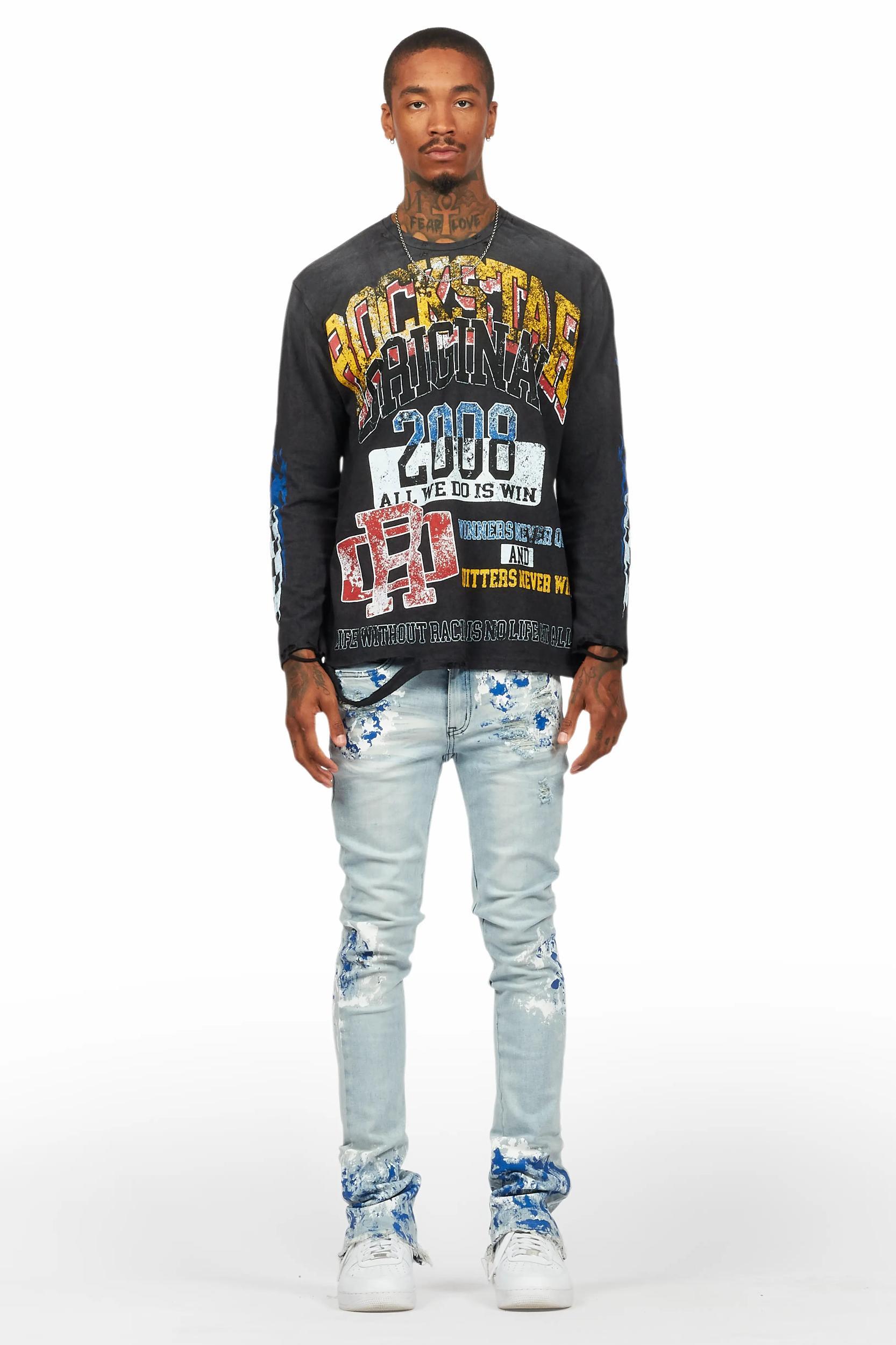 Kodak Blue Painter Stacked Flare Jean Male Product Image