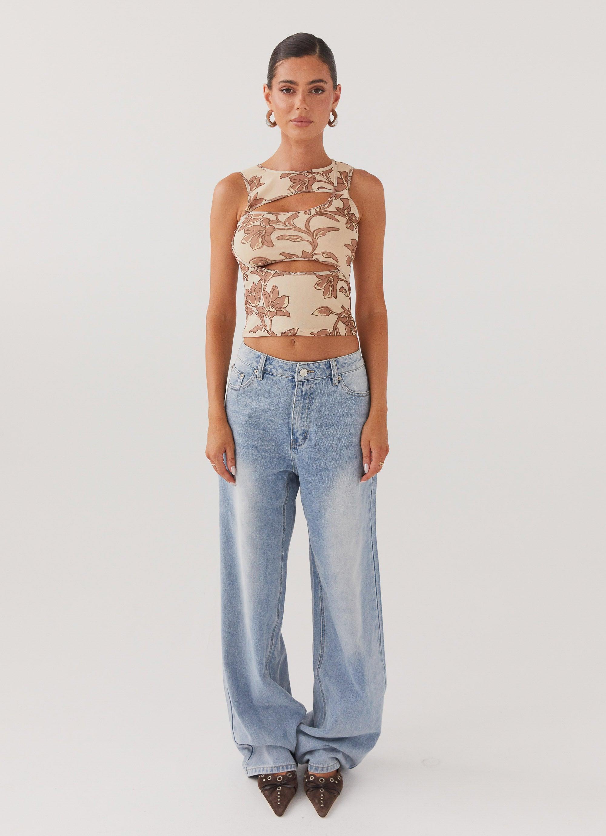 Beyond Cut Out Mesh Top - Hazel Bloom Product Image