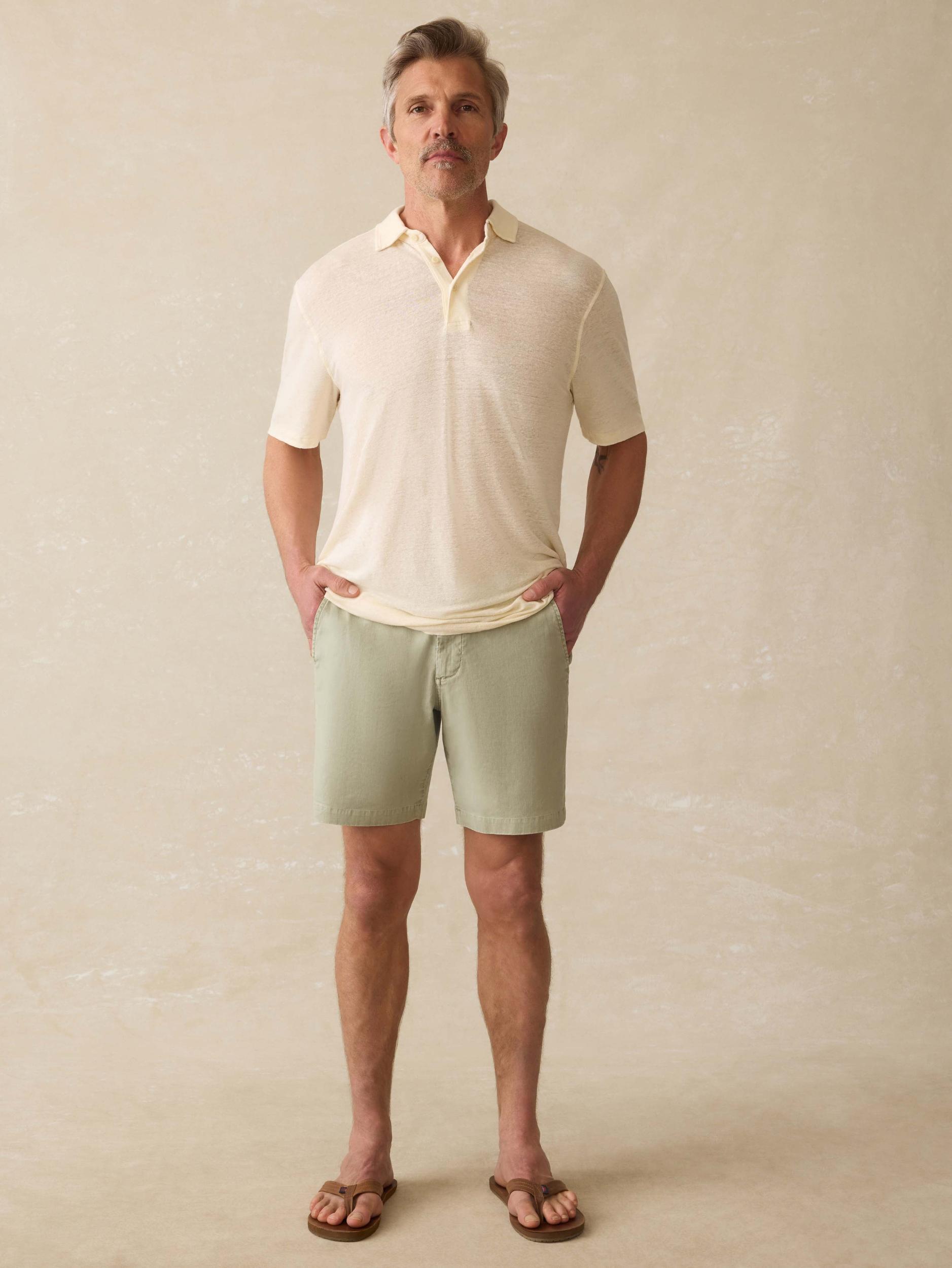 Short-Sleeve Linen Polo - Whitecap Male Product Image