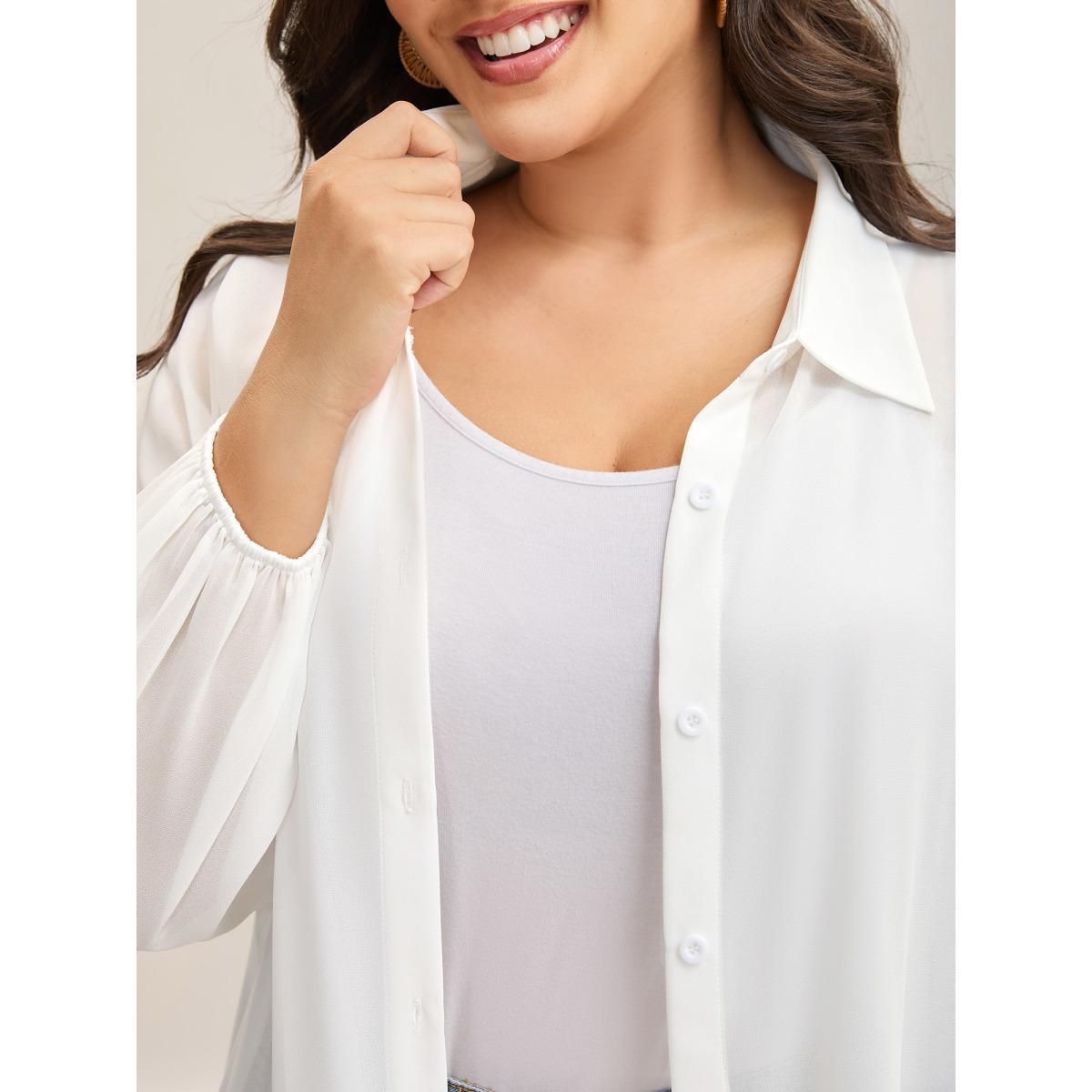 Plus Size Sheer Long Shirt Kimono-Style Cardigan Women WhiteSmoke Resort See through Loose Vacation Kimonos BloomChic 28/5X Product Image