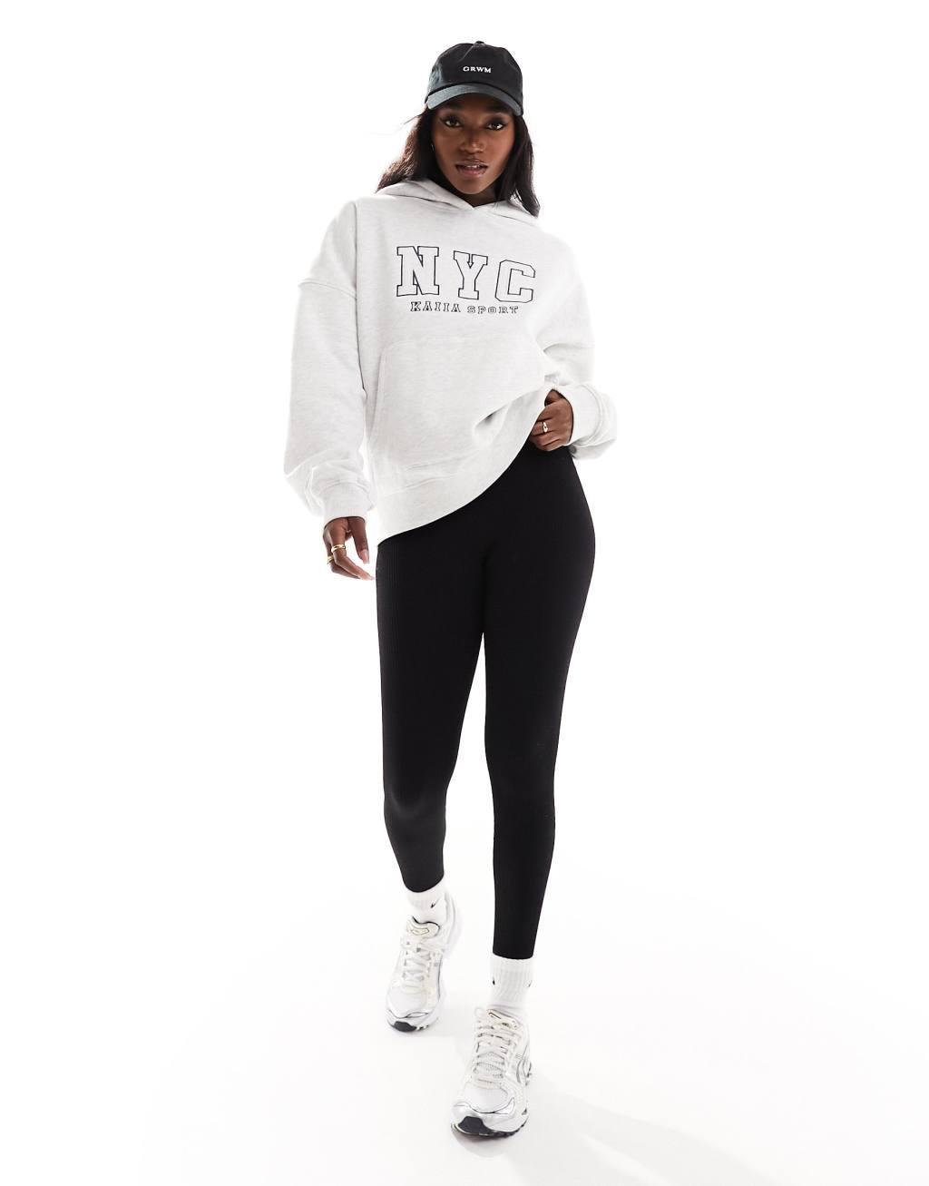 Kaiia sport NYC oversized hoodie in gray heather Product Image