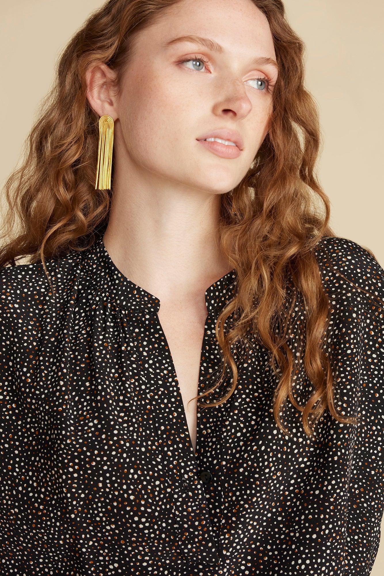 Renata Washable Silk Blouse - Chamonix Black and White Print Product Image