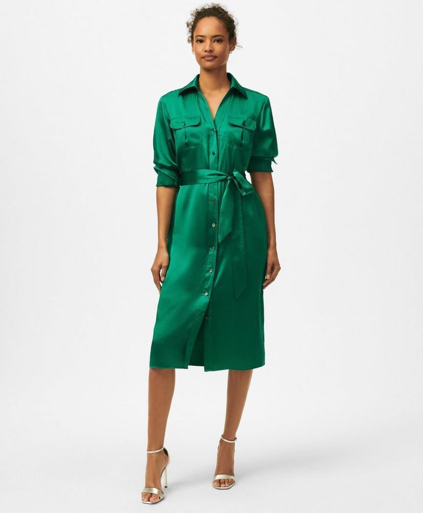 Relaxed Utility Shirt Dress in Washable Silk Product Image