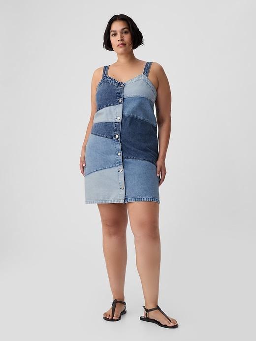 Patchwork Denim Mini Dress Product Image