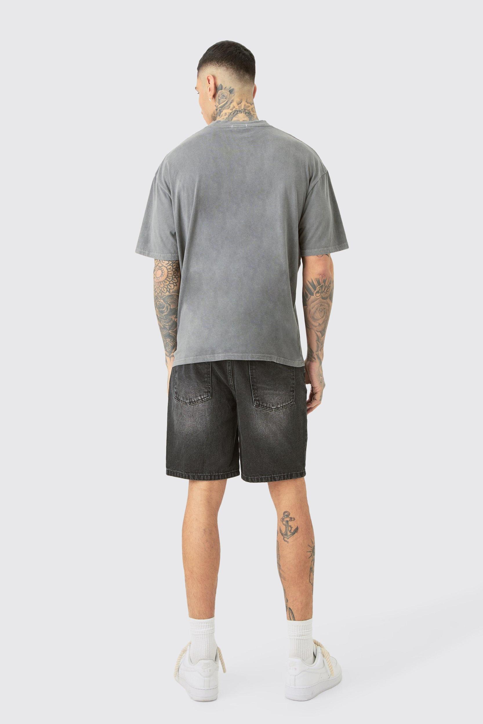 Tall Oversized Homme Cross T-shirt In Grey | boohooMAN USA Product Image