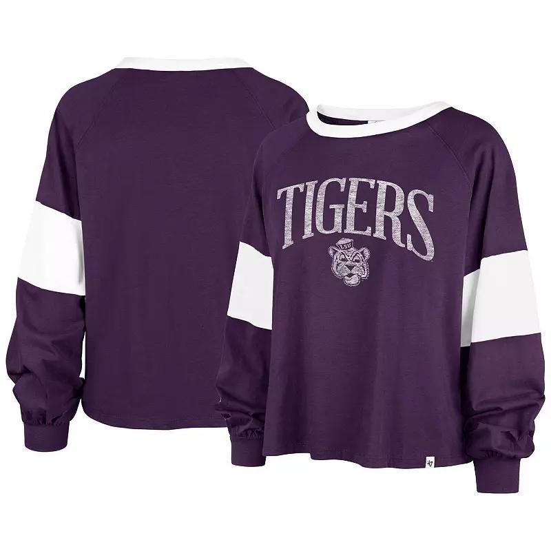 Women's '47  Navy Michigan Wolverines Upside Rhea Raglan Long Sleeve T-Shirt, Size: Small, Blue Product Image