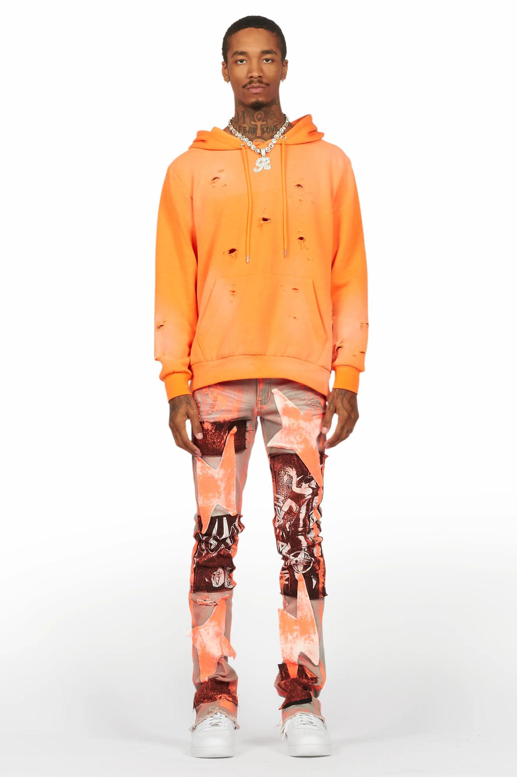 Valko Grey/Orange Roller Paint Stacked Flare Jean Male Product Image