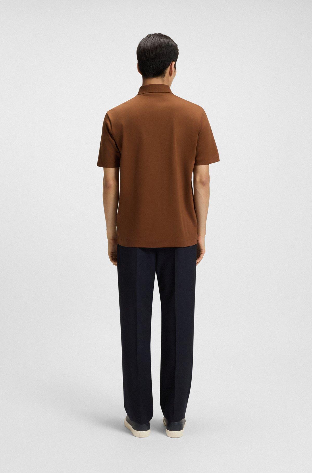 Mercerized-cotton polo shirt with double monogram Product Image