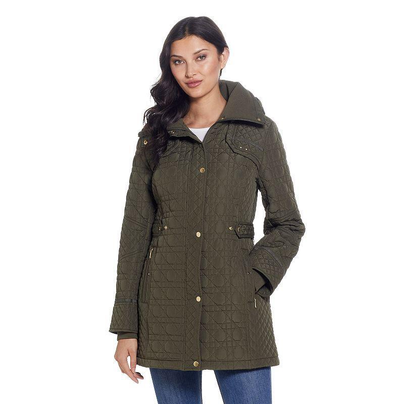 Women's Weathercast Hooded Quilted Walker Coat, Size: Small, Black Product Image