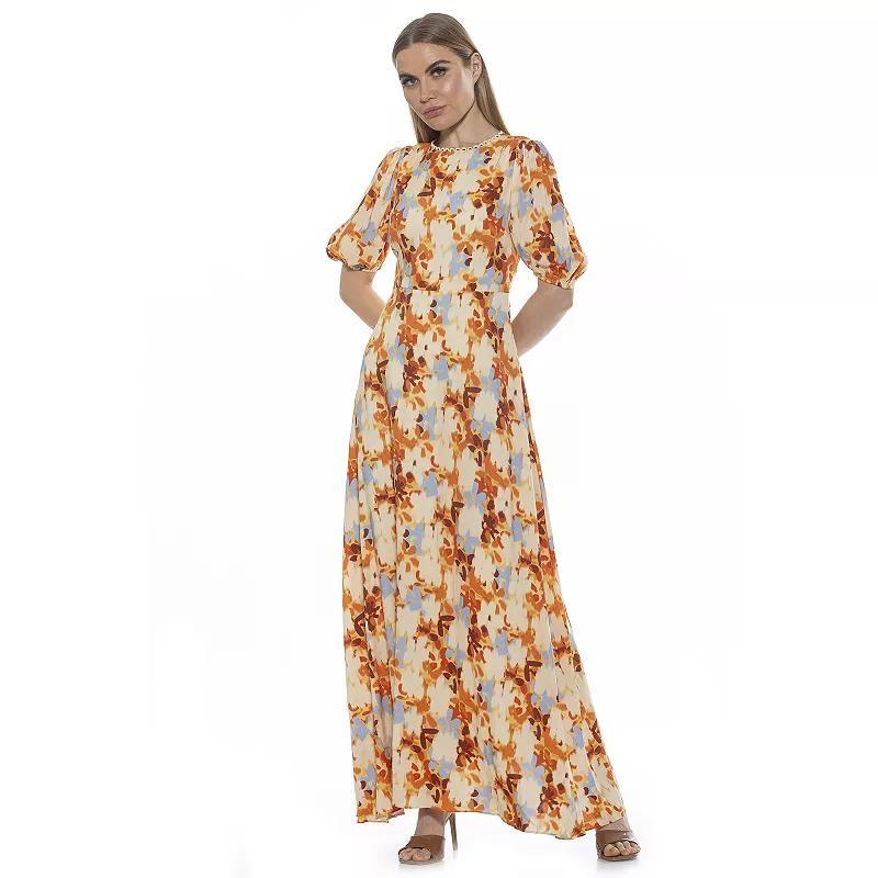 Women's ALEXIA ADMOR Open Back Fit & Flare Maxi Dress, Size: 6, Ivory Product Image