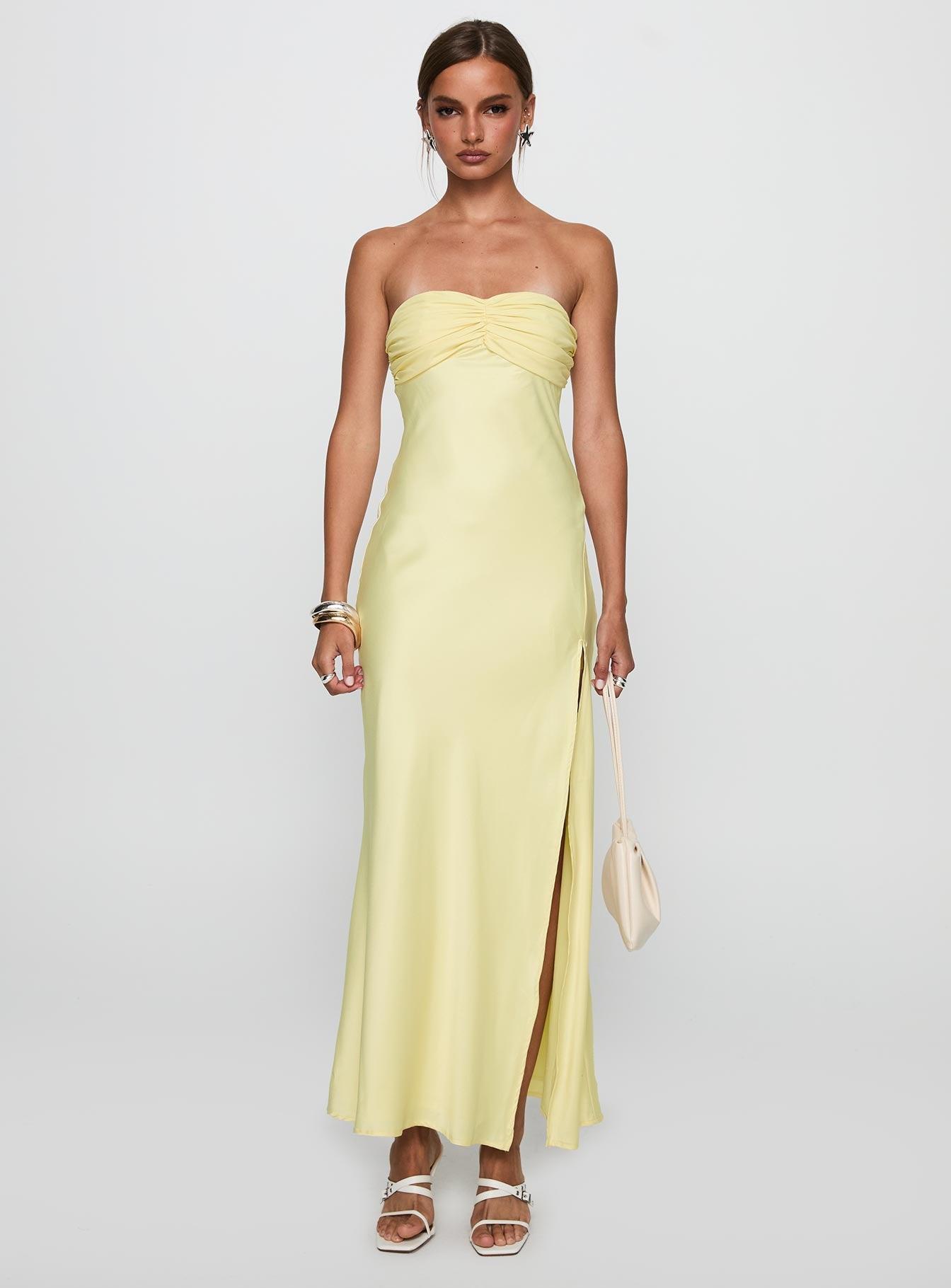 Chevalier Strapless Maxi Dress Lemon Product Image
