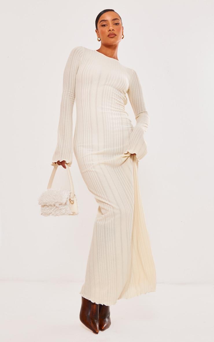Cream Rib Low Back Maxi Dress Product Image