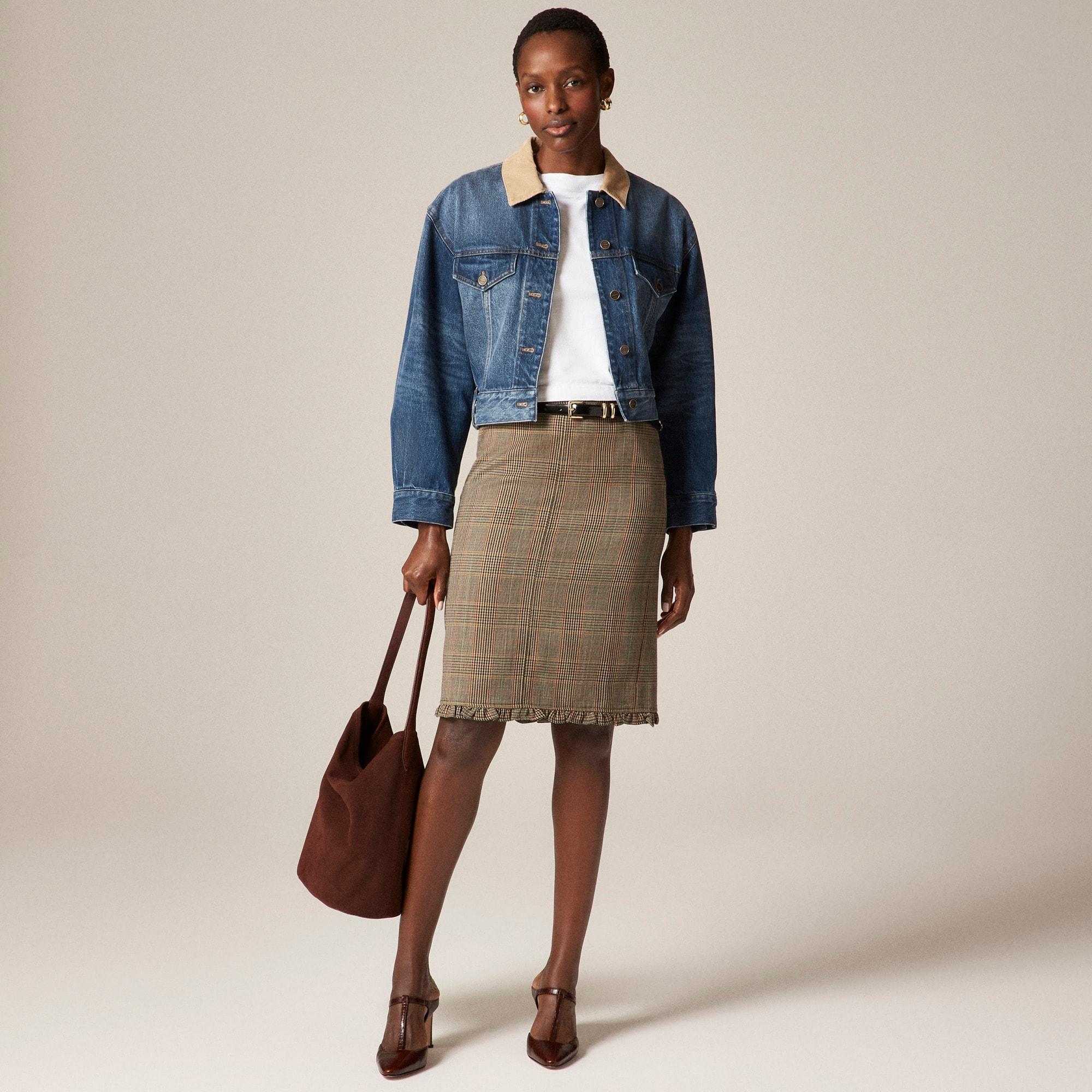 Oversized cropped trucker jacket in denim Product Image