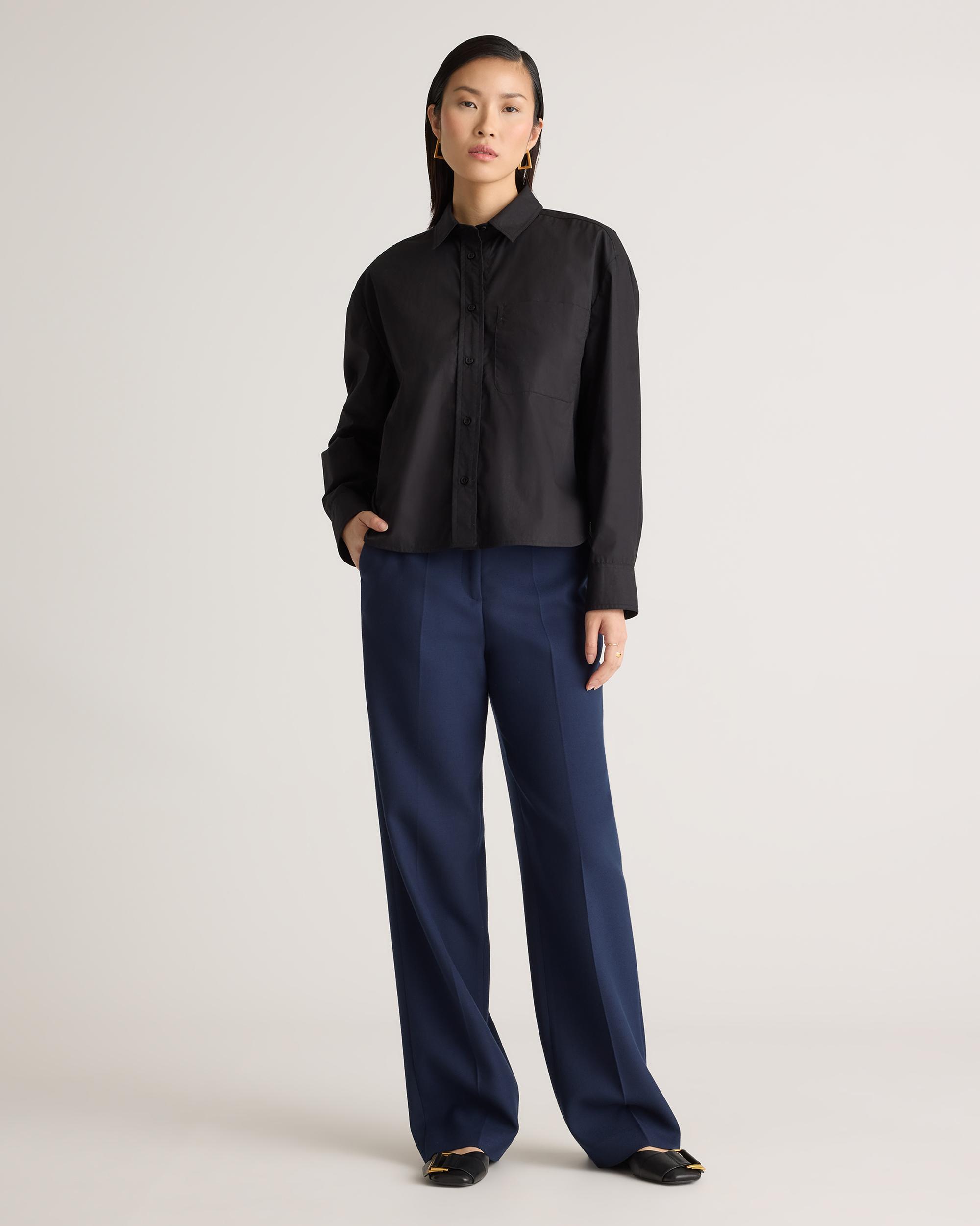 Quince | Women's Poplin Cropped Long Sleeve Shirt Organic Cotton Product Image