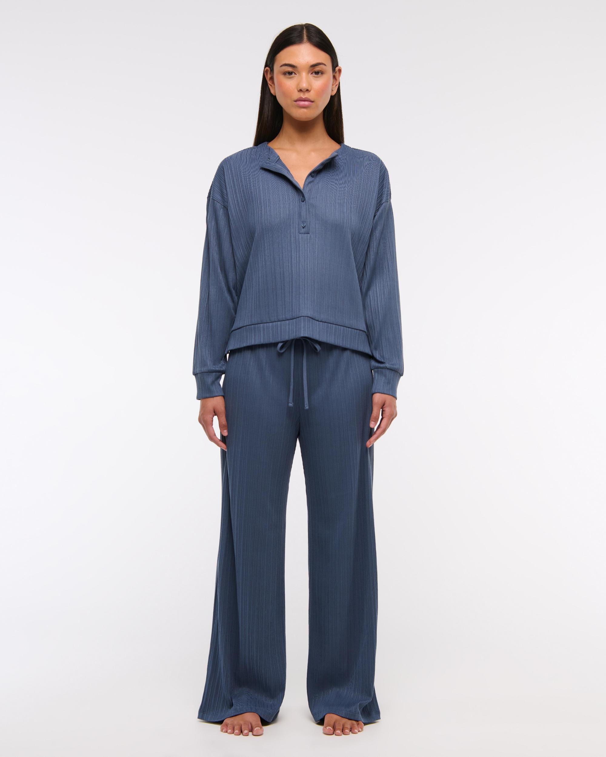 Lounge Wide Rib Henley Sweatshirt Product Image
