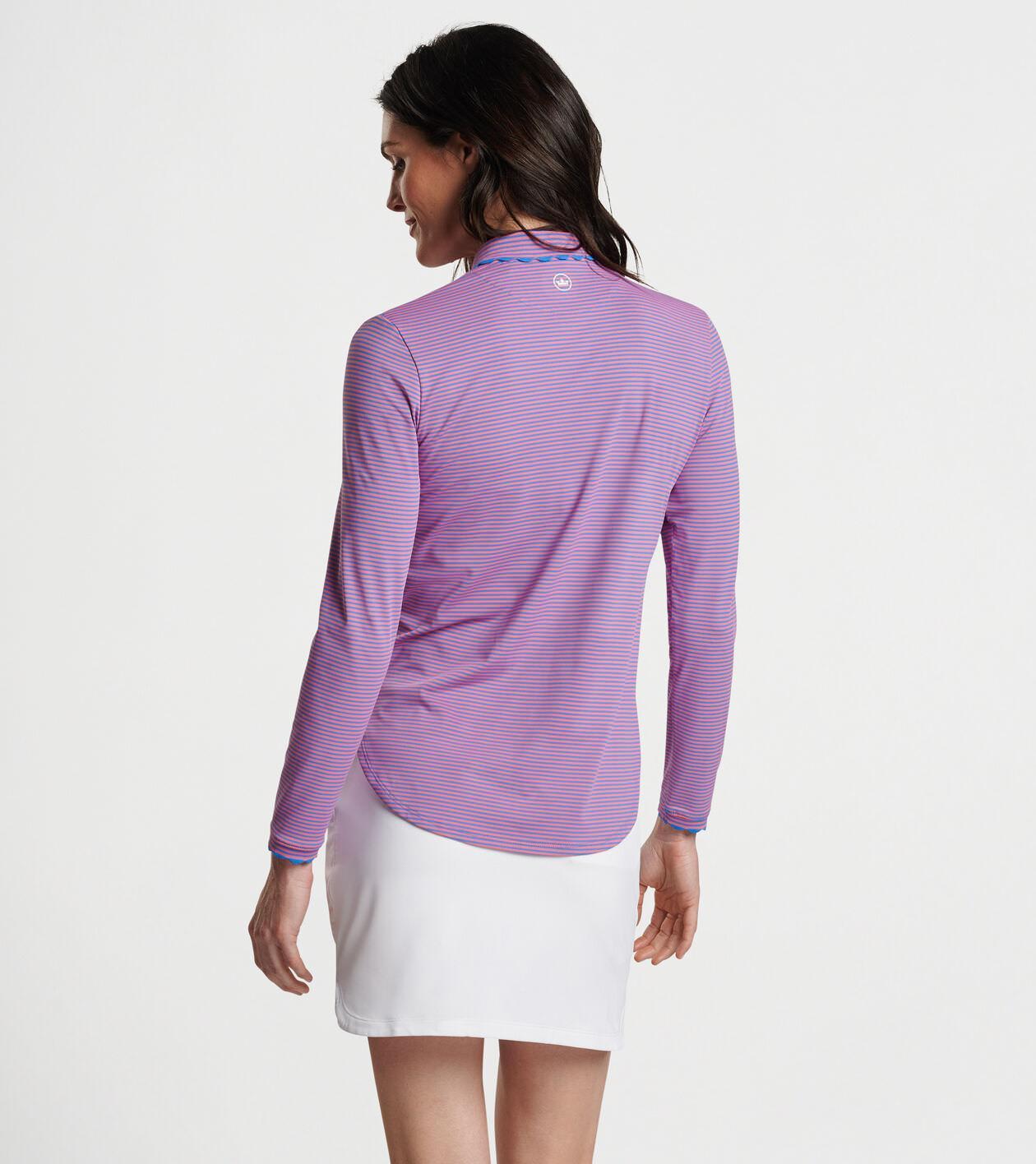 Vista Stripe Opal Long Sleeve Stretch Jersey Polo Product Image