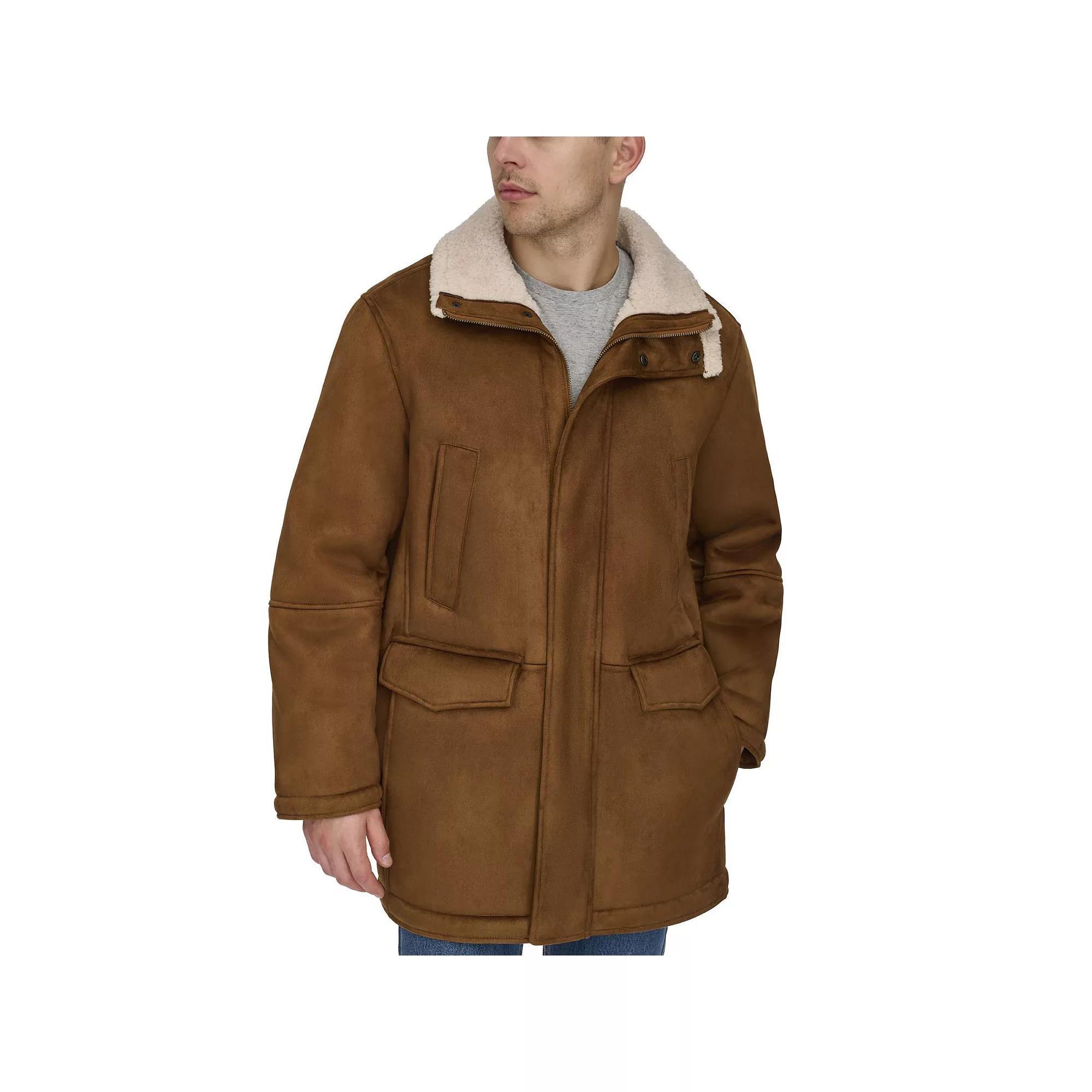 Men's Dockers® Faux Shearling 34" Walking Coat, Size: Medium, Dark Brown Product Image
