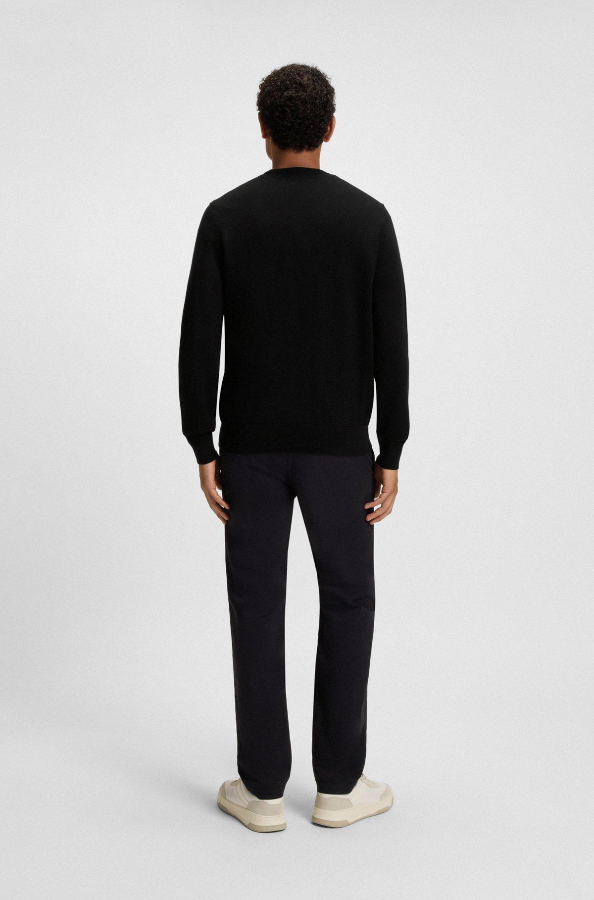 Cotton-cashmere regular-fit sweater with logo patch Product Image