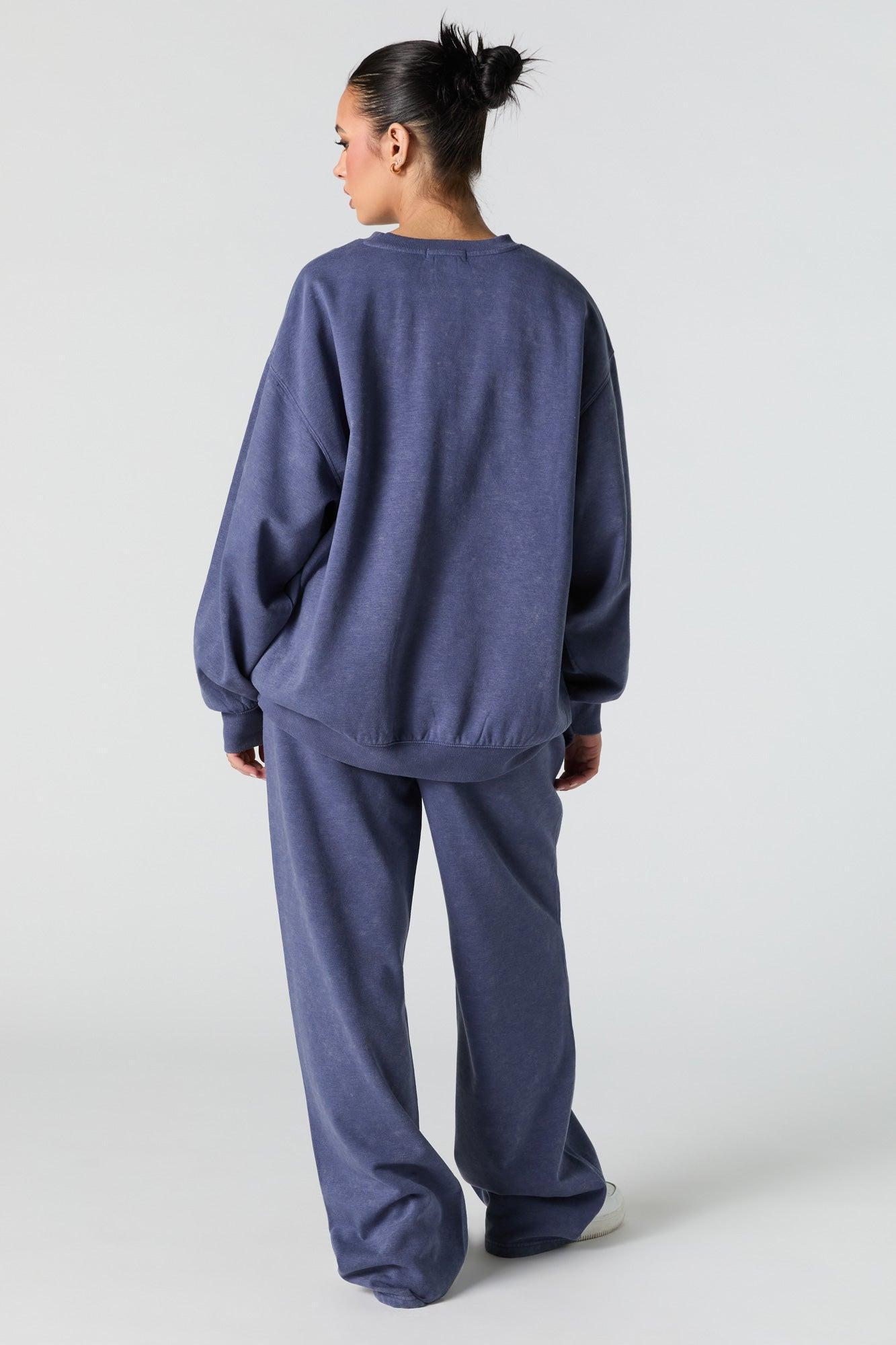 Graphic Washed Wide Leg Fleece Sweatpant Female Product Image