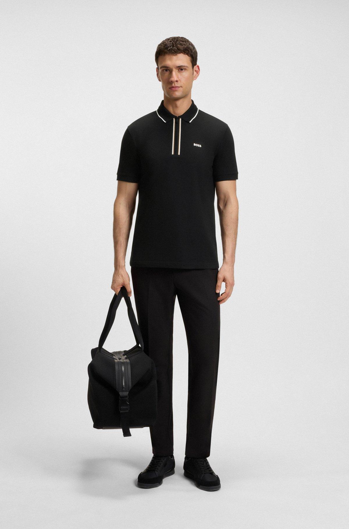 BOSS - Slim-fit polo shirt in quick-dry stretch cotton - Black Product Image