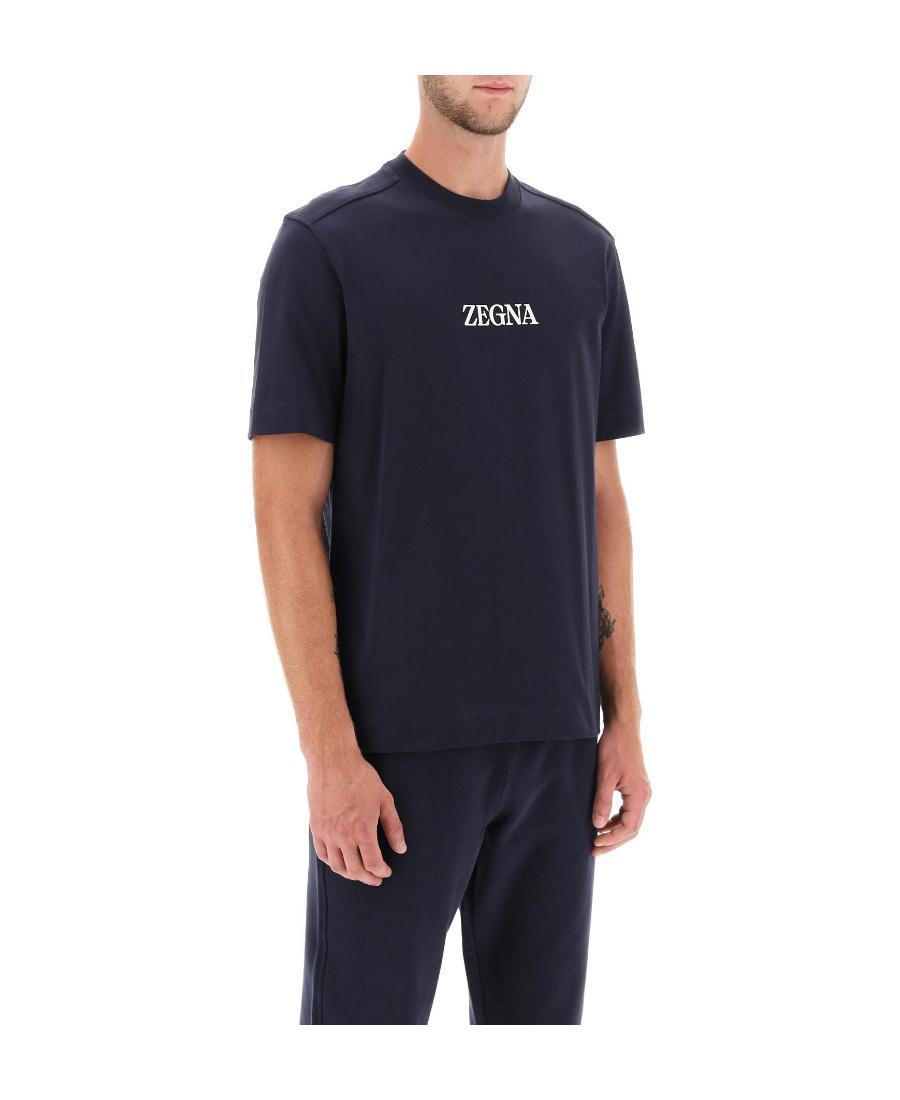 ZEGNA Logo Short-sleeved T-shirt In Black Product Image