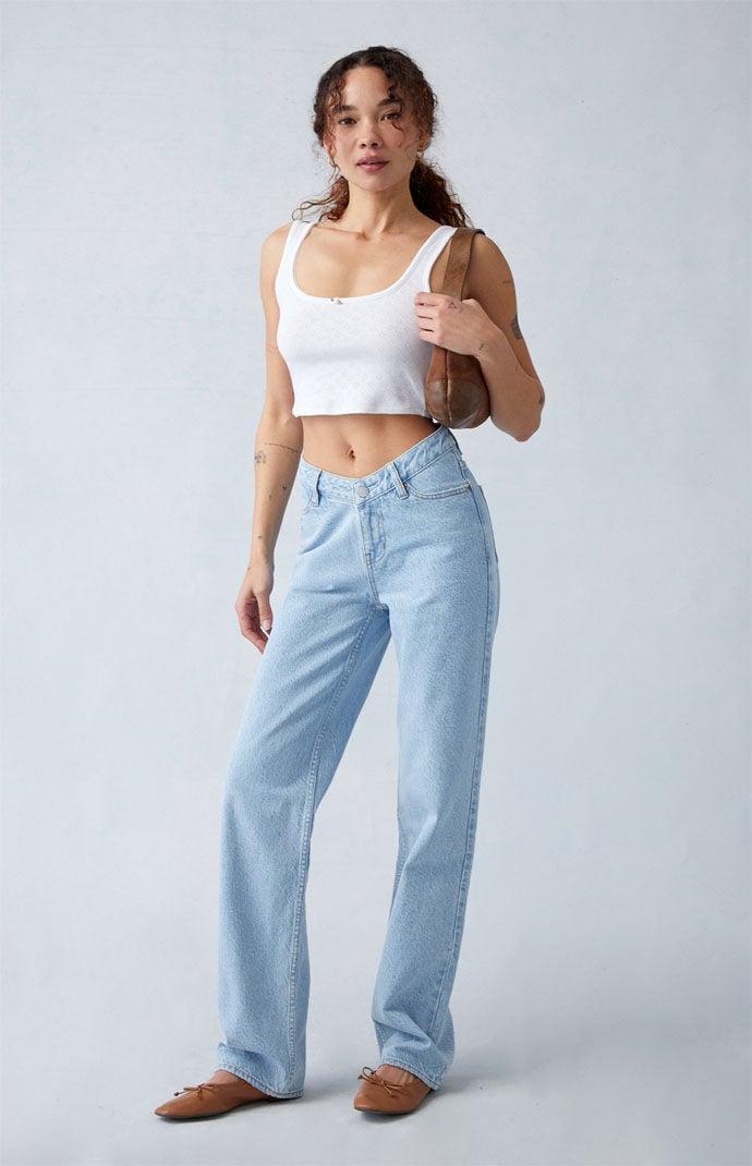 Womens Light Indigo V-Dip 90s Boyfriend Jeans Product Image
