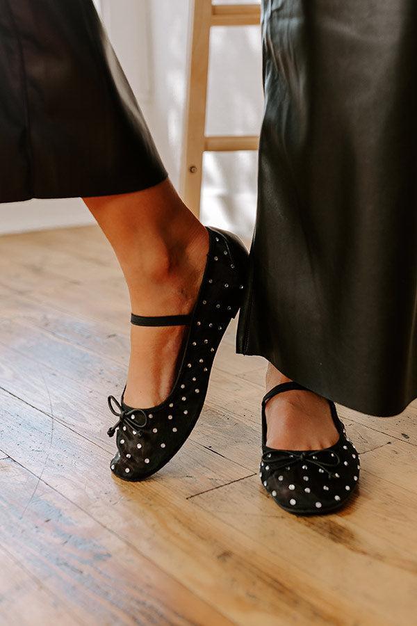 The Ariel Rhinestone Embellished Flat in Black Product Image