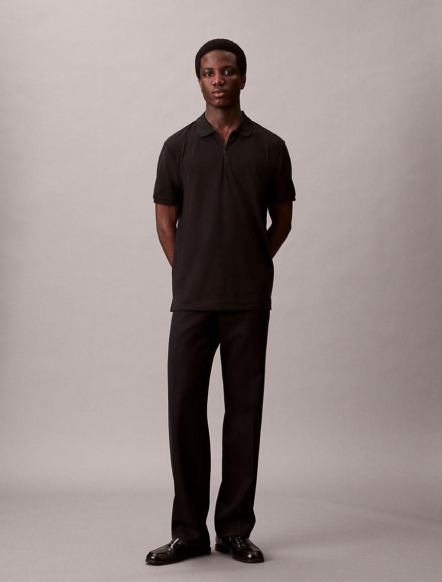 Calvin Klein Mens Tech Pique Zip Polo Shirt - Orange Product Image