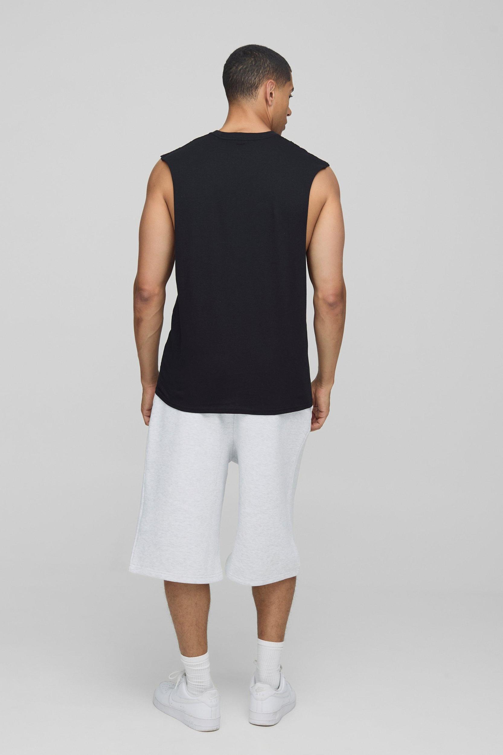 Black Regular Fit Tyla License Tank | boohooMAN USA Product Image