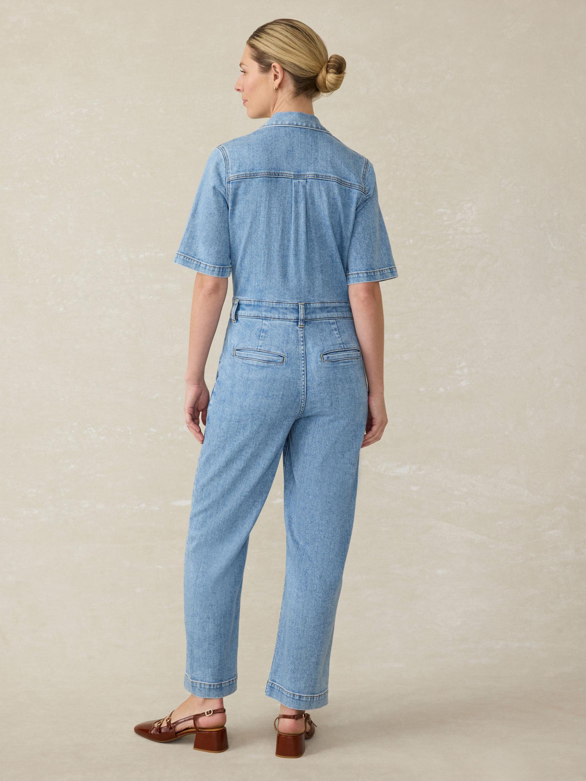 Short-Sleeve Denim Michelle Jumpsuit - Cloudlight Wash Female Product Image