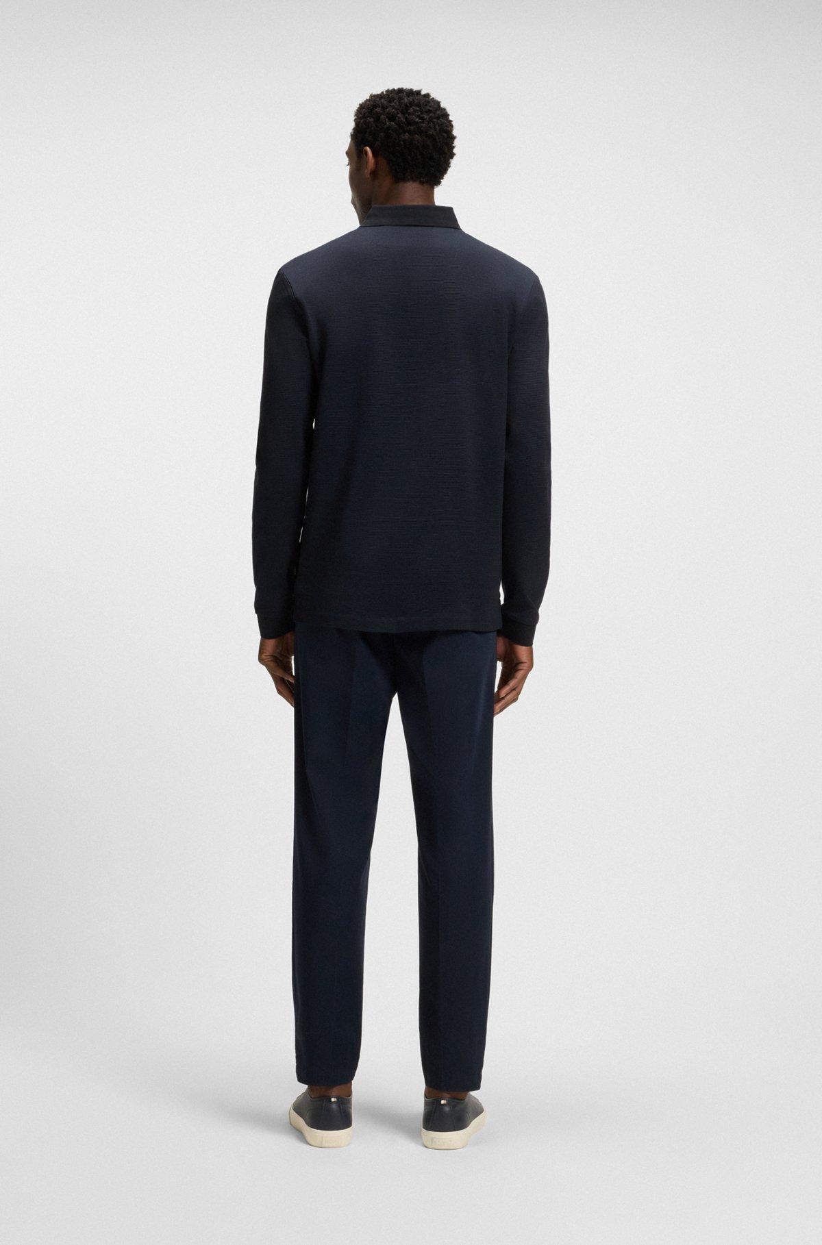 Mercerised-cotton polo shirt with plain collar Product Image
