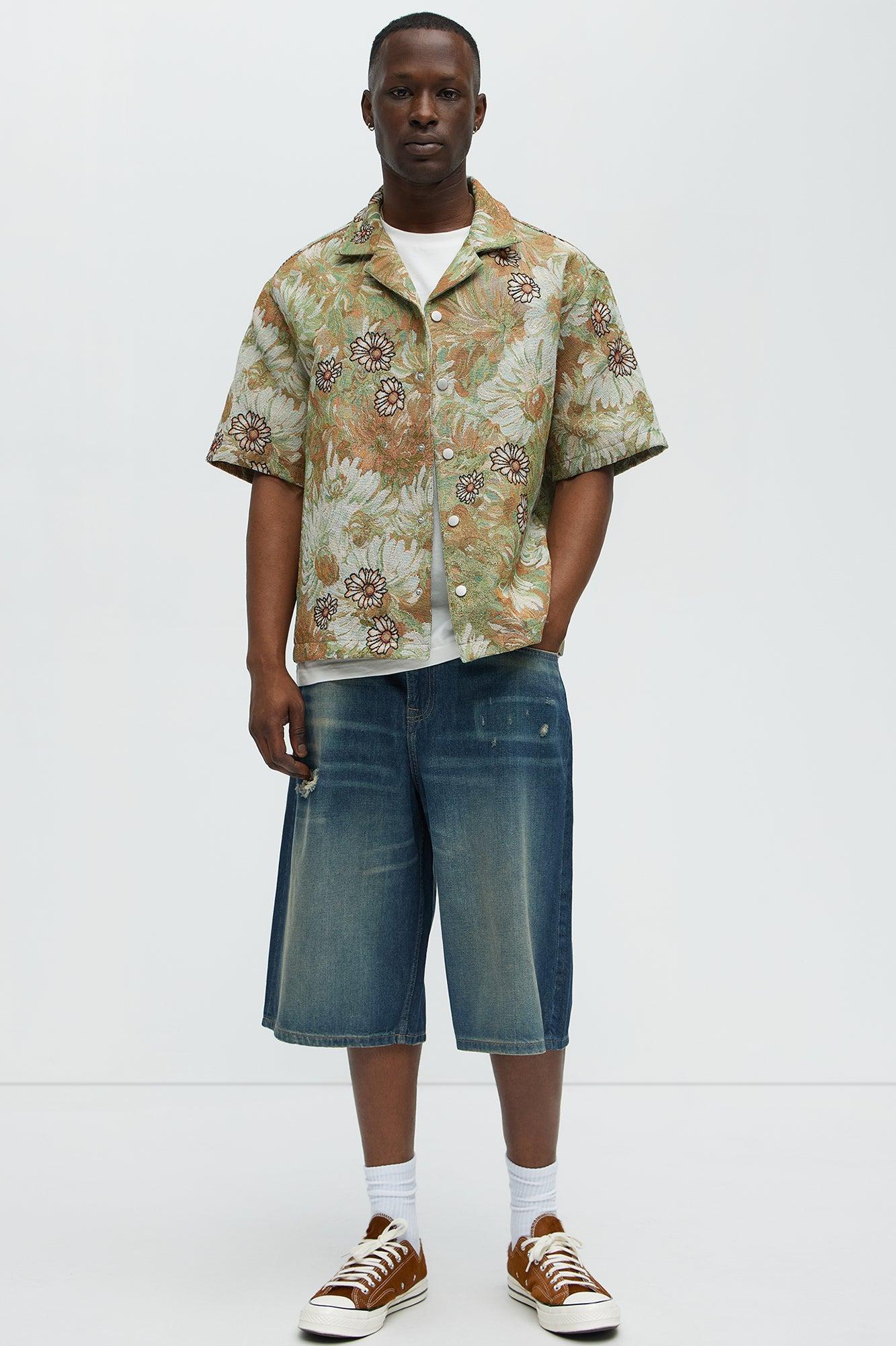 Don't Hate Baggy Relaxed Denim Shorts - Dark Wash Product Image
