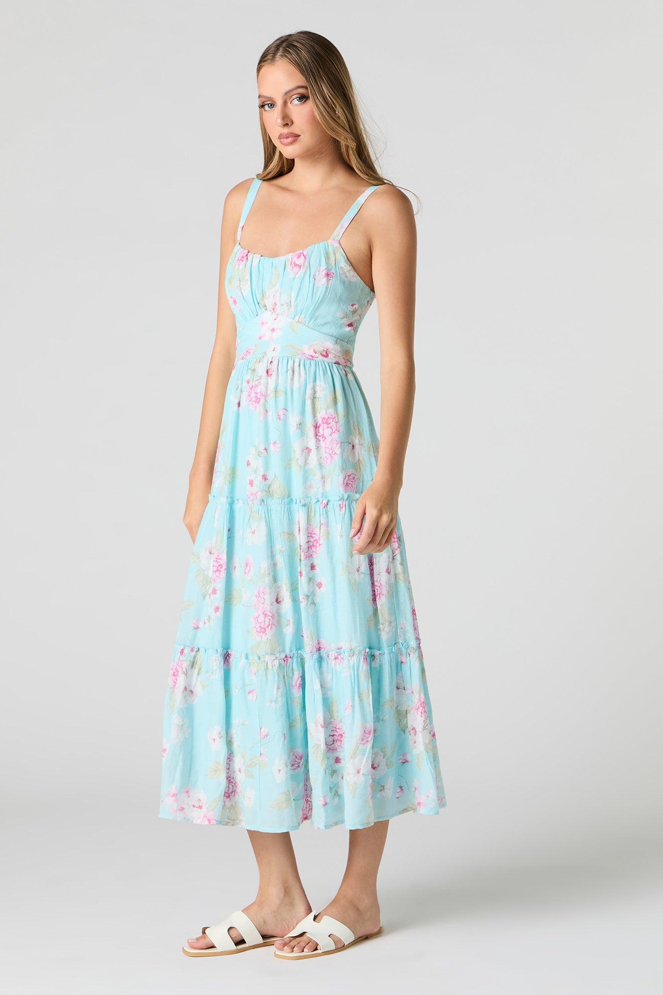 Tie Back Tiered Midi Dress Female Product Image