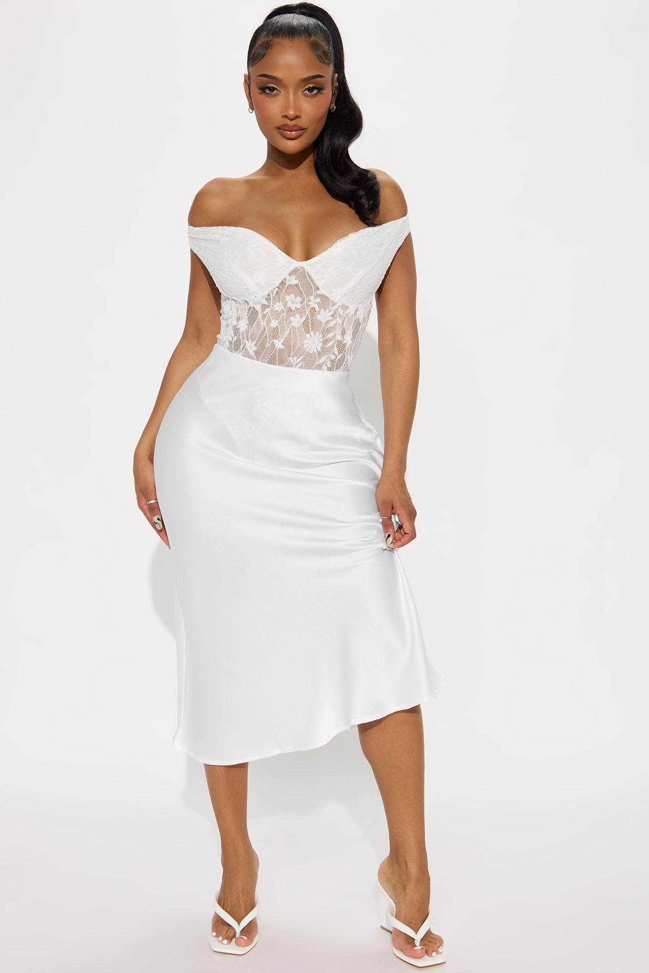 Scenic Route Off Shoulder Lace Bodysuit - Off White Female Product Image