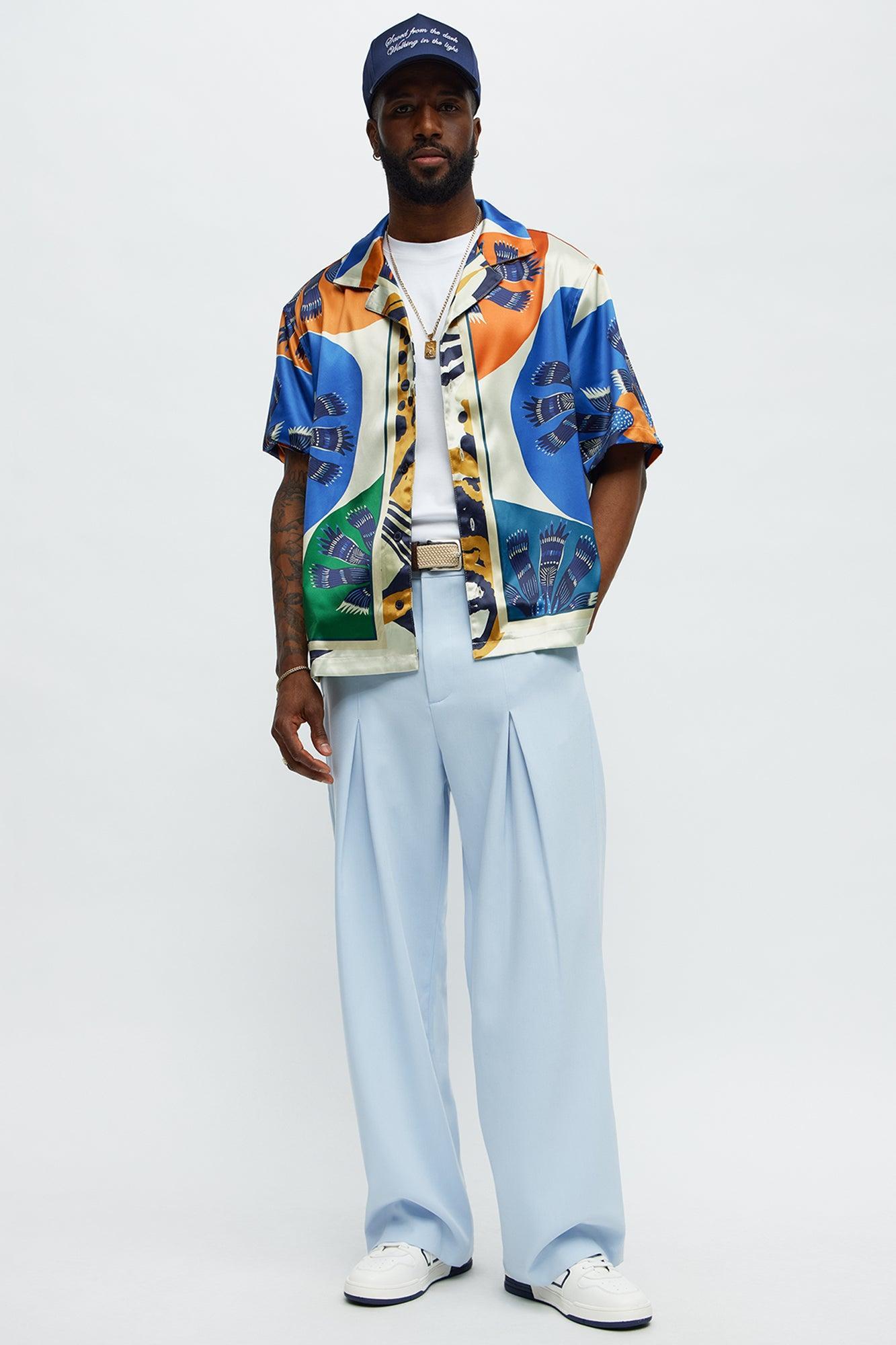 Relaxed Sea Vibe Cuban Collar Button Up Shirt - Multi Color Product Image