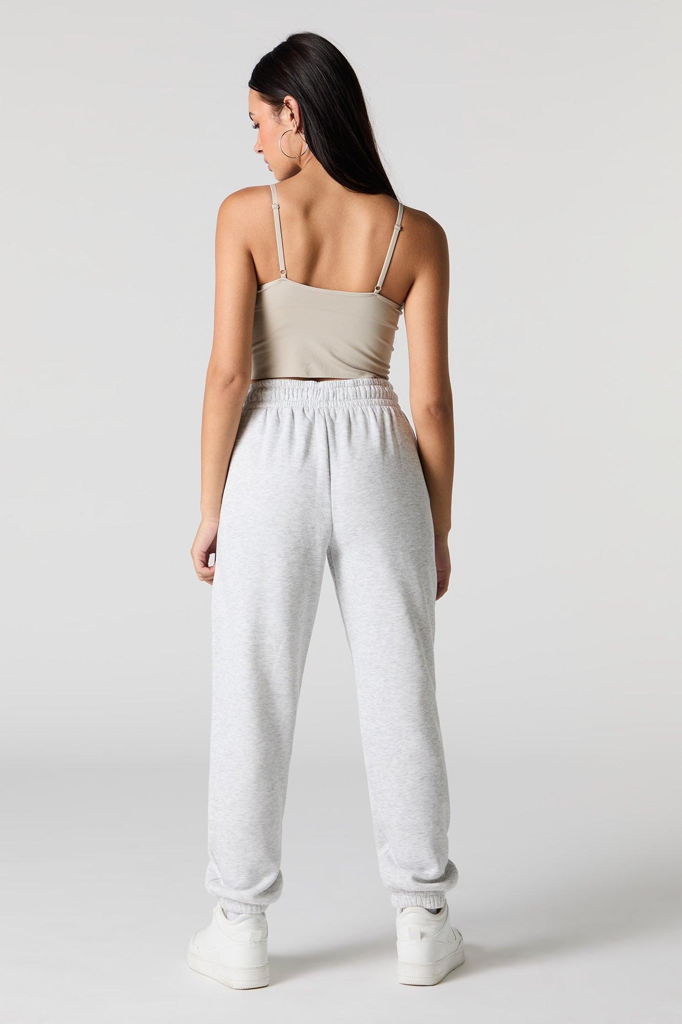 High Rise Solid Fleece Jogger Female Product Image