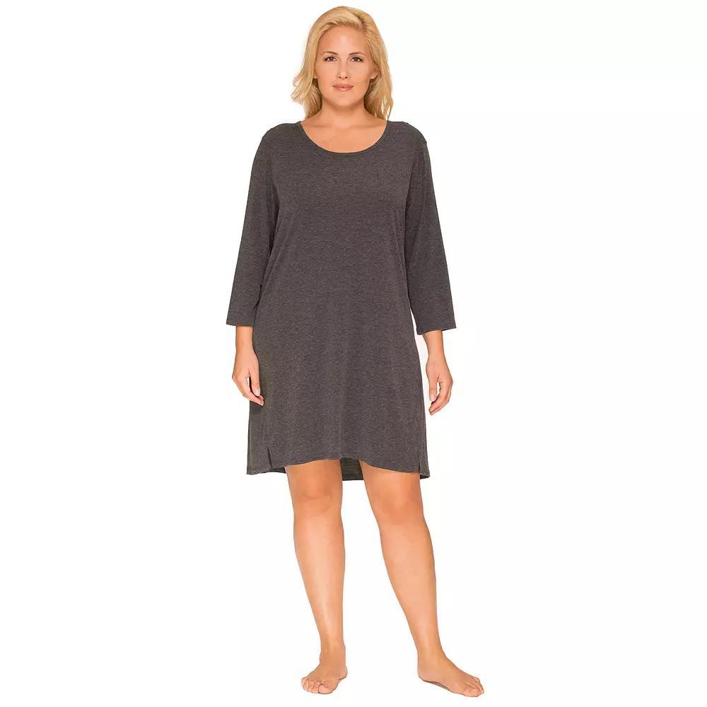 Plus Size Cuddl Duds® Essentials 3/4 Sleeve Sleepshirt, Women's, Size: 2XL, Grey Heather Product Image
