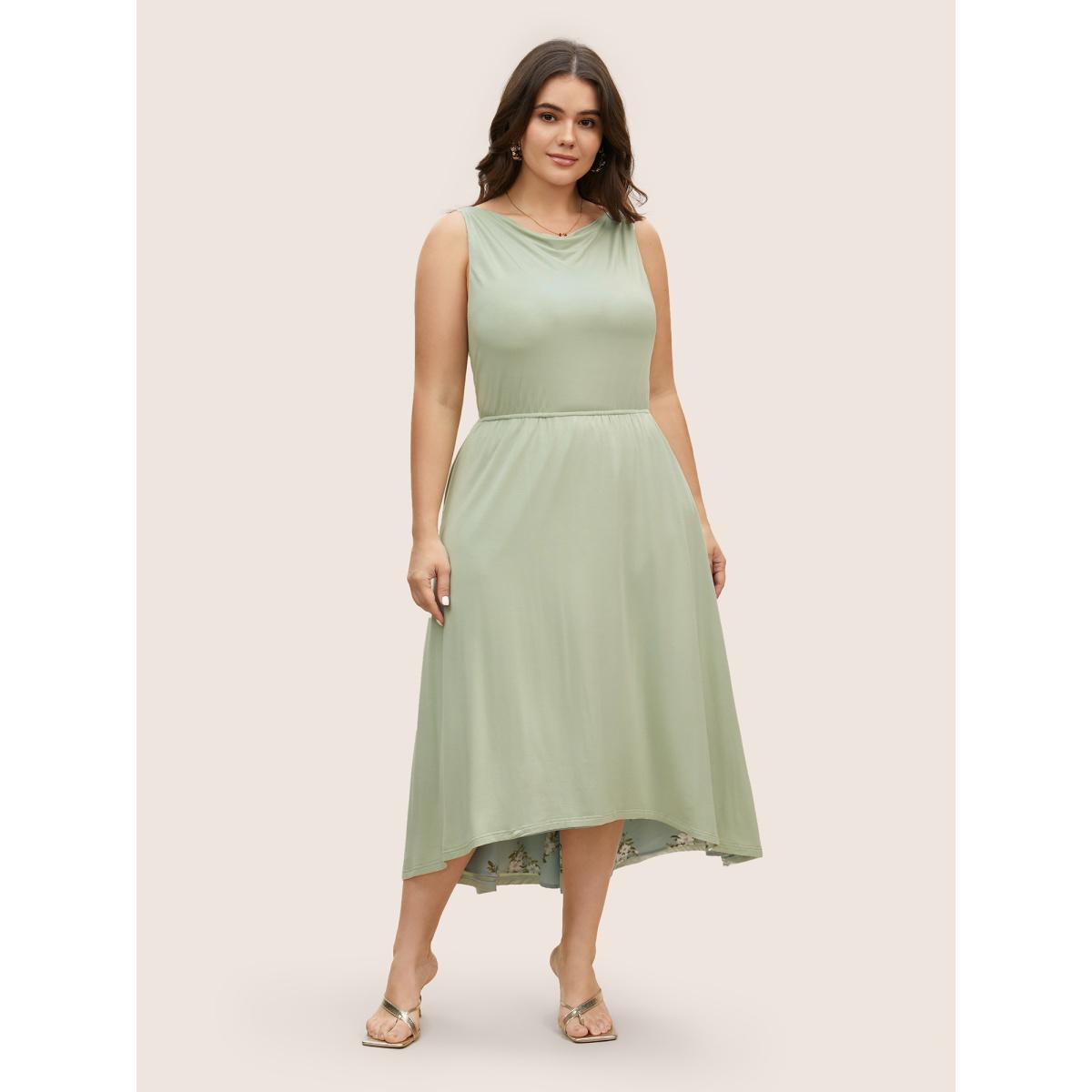 Plus Size Everywhere Dress - Floral Patchwork Sleeveless Dress Palemauve Women Elegant Non Sleeveless Curvy BloomChic 10/M Product Image
