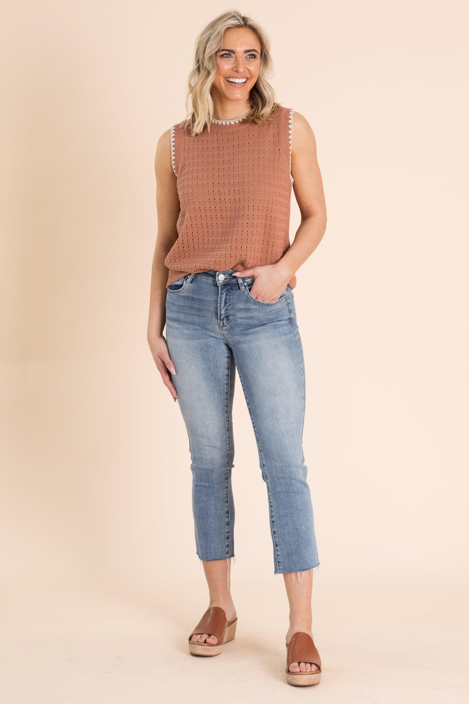 Risen Mid Rise Raw Hem Straight Leg Jeans Product Image