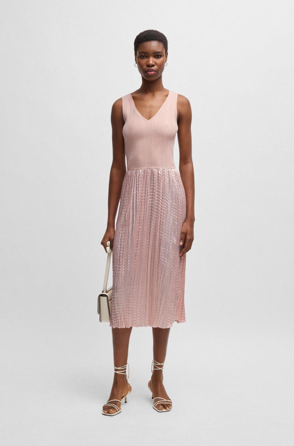 Knitted dress with lustrous structured skirt Product Image
