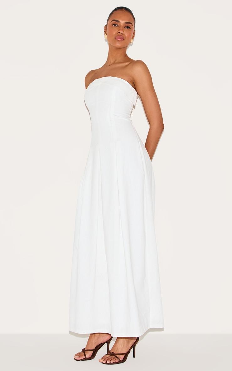White Bandeau Pleated Midaxi Dress Product Image