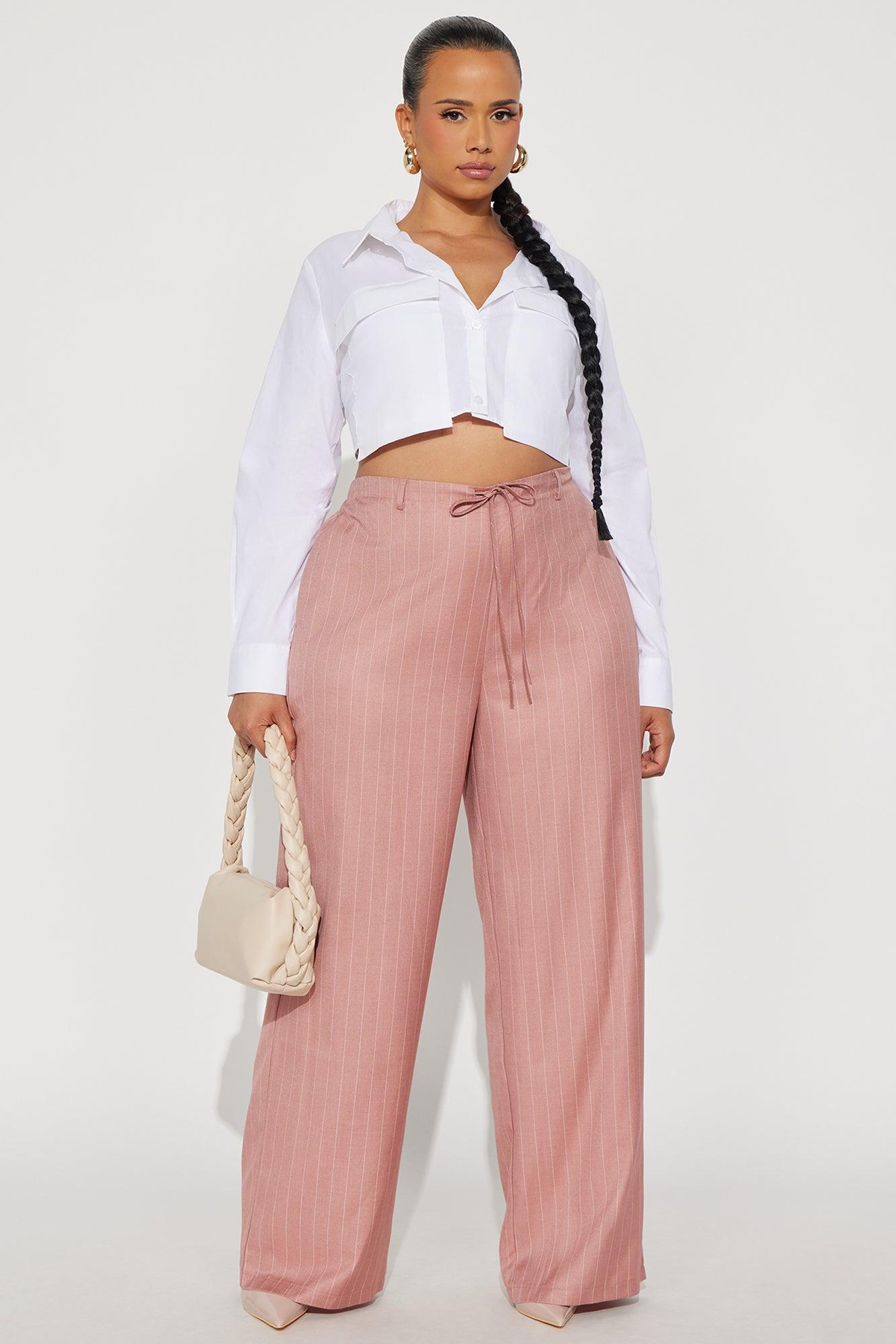 Yessica Pinstripe Wide Leg Trouser - Mauve Product Image