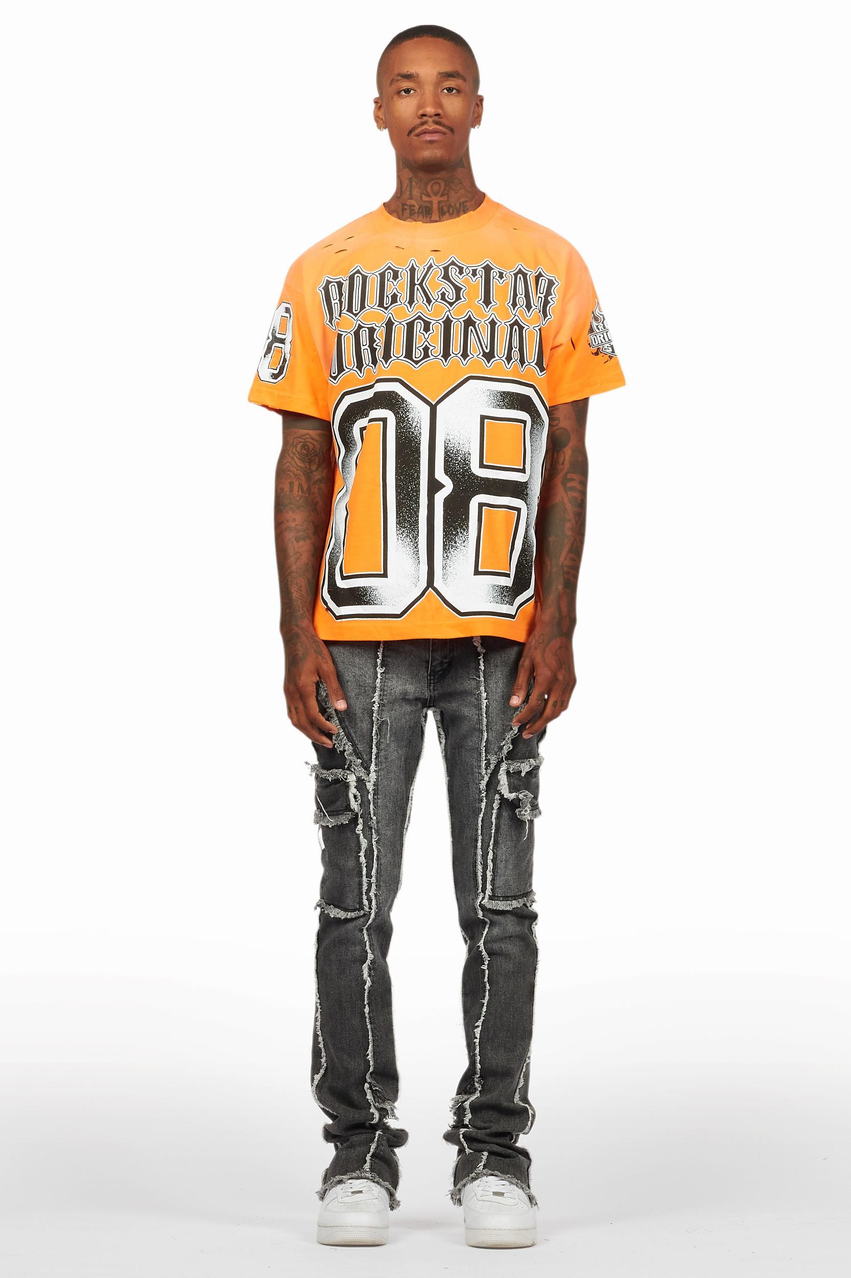 Revved Dark Grey Stacked Flare Jean Male Product Image