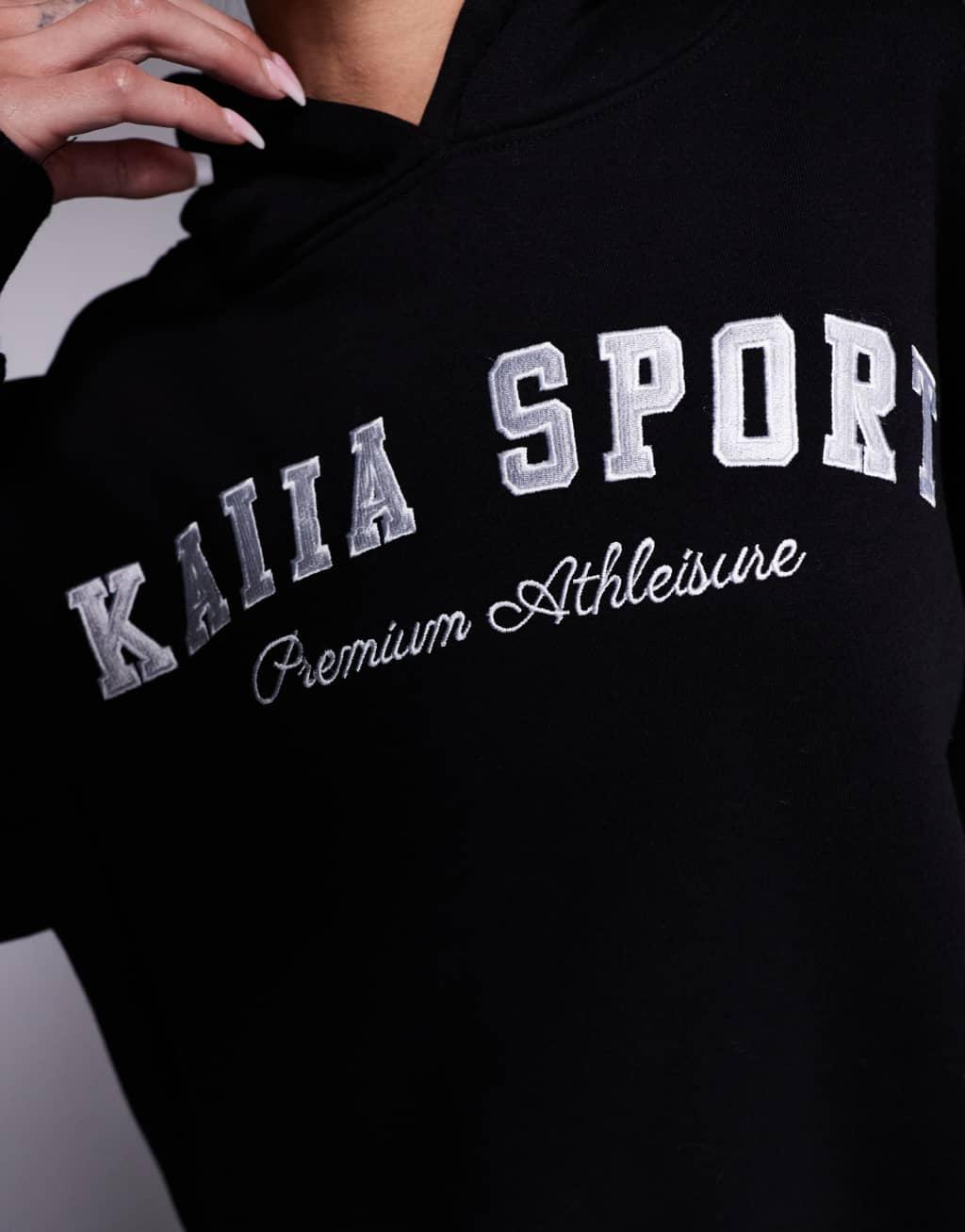 Kaiia sport embroidered logo oversized hoodie in black and white Product Image